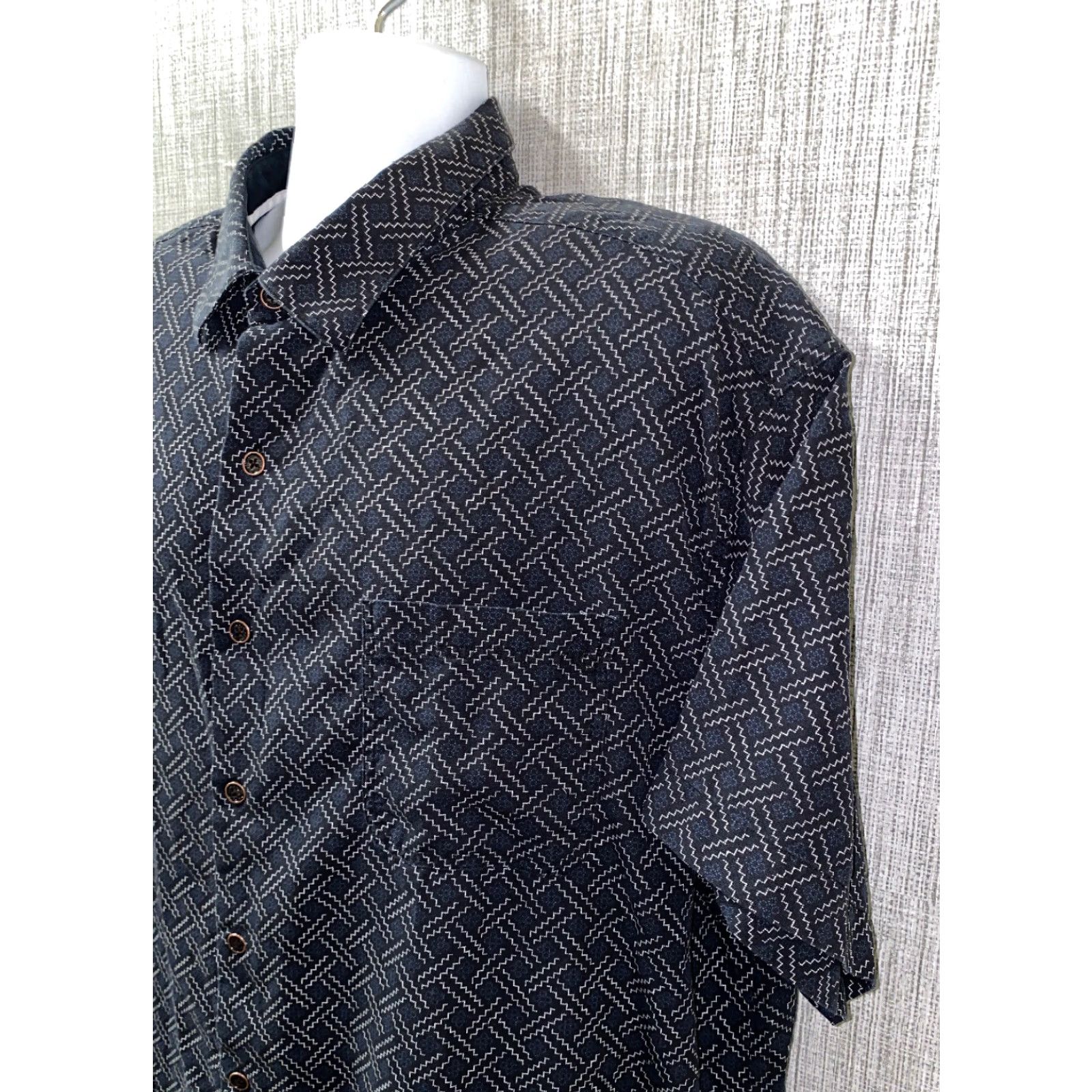 Nat Nast Nat Nast Mens Polo Shirt Silk/Cotton Navy Blue Golf Shirt 2XL Short Sleeve Button Neck Casual Geometric Arare? Size US XXL / EU 58 / 5 - 2 Thumbnail