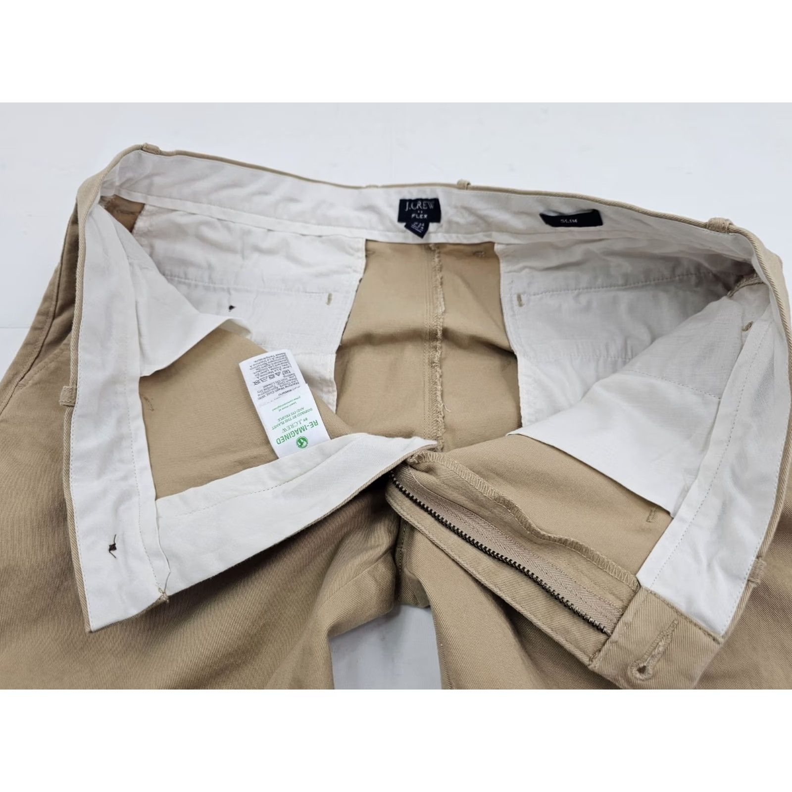 J.Crew J.CREW Slim Fit Chino Pants Men 34x34 Khaki Beige Stretch Twill Flat Front Pockets Button Casual Business Womens? Size US 34 / EU 50 - 5 Thumbnail