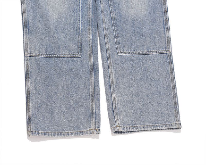 Vintage High street men's washed loose stitching zipper jeans Size US 32 / EU 48 - 5 Thumbnail
