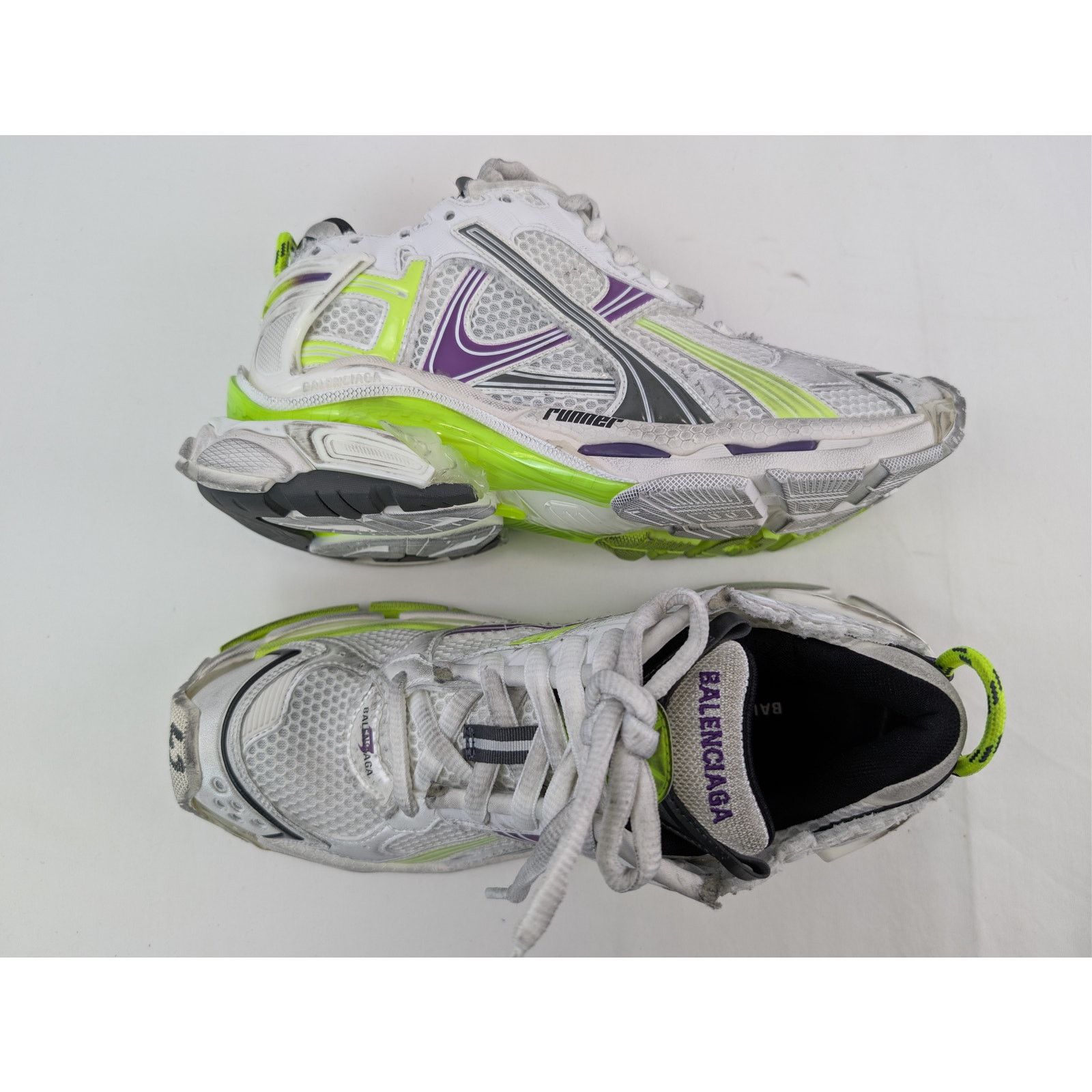 Balenciaga o1rshd1 Mesh Runner Sneaker in White / Fluo Yellow / Grey Size US 13 / EU 46 - 1 Thumbnail