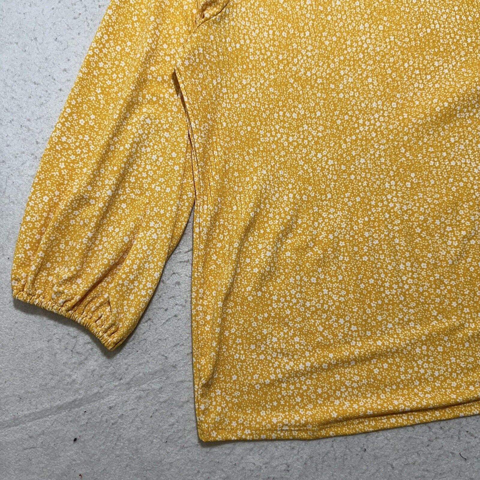 Adrianna Papell Adrianna Papell Medium Long Sleeve Yellow Floral Blouse Size M / US 6-8 / IT 42-44 - 7 Thumbnail