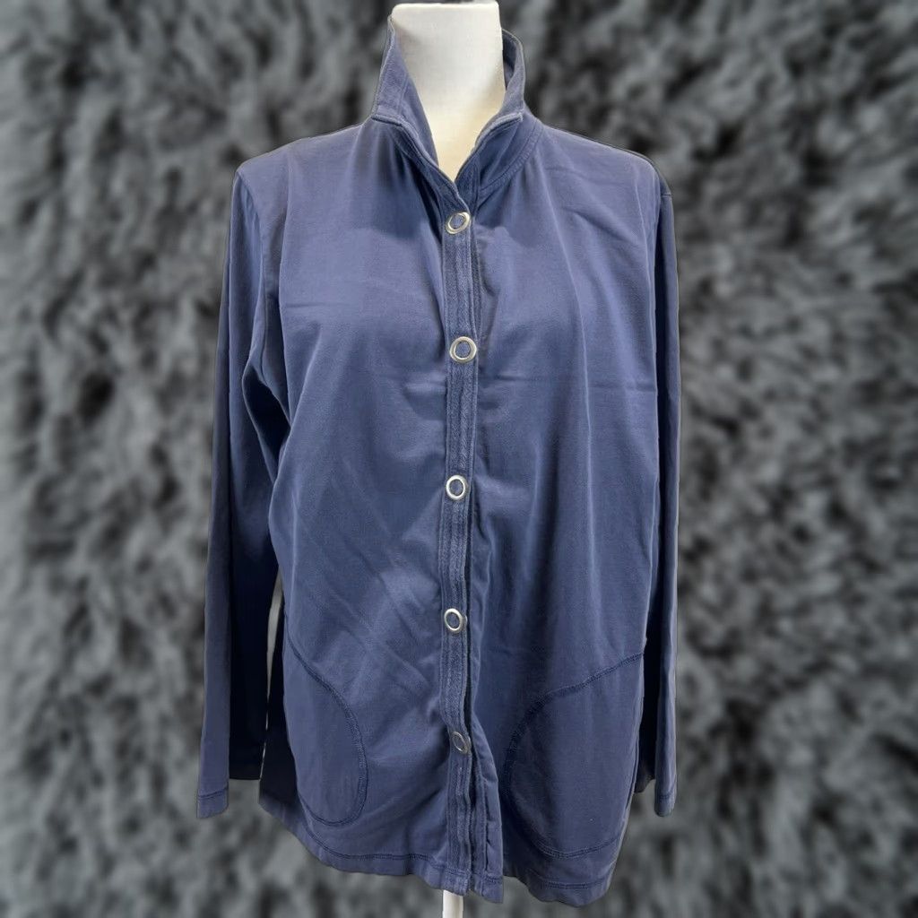 Vintage Chico's Women's Blue Lightweight Snap Jacket Sz XL Size XL / US 12-14 / IT 48-50 - 1 Thumbnail