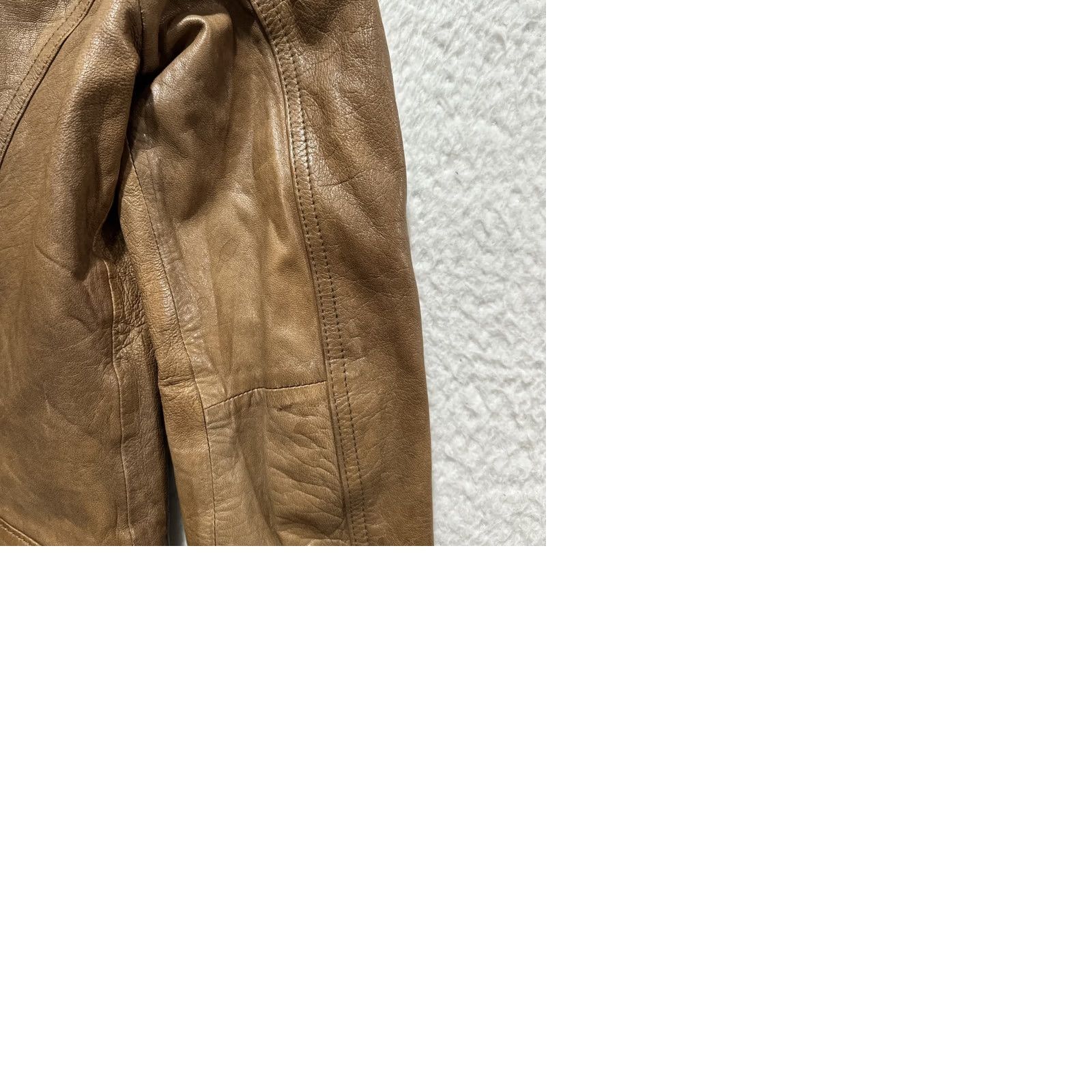 Gap VINTAGE Gap Motorcycle Jacket Womens XS Leather Tan Button Up 2000s Size XS / US 0-2 / IT 36-38 - 10 Thumbnail