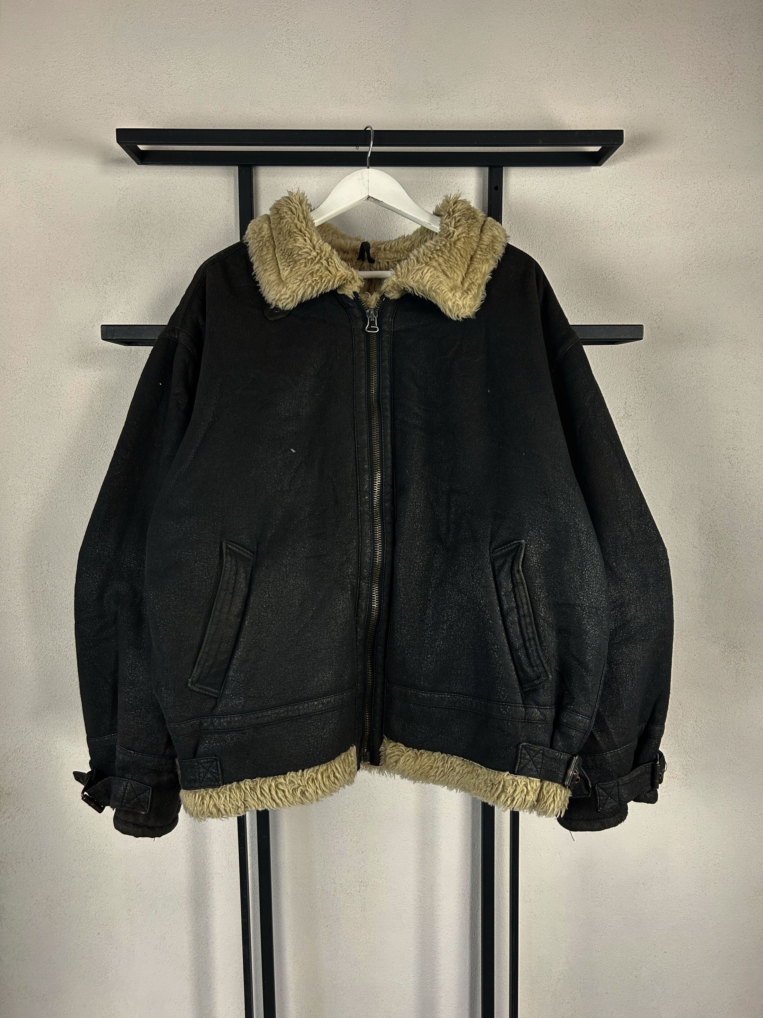 Japanese Brand Shearling Jacket Black Fur Lined Oversized Grunge Y2K Core Size US L / EU 52-54 / 3 - 3 Thumbnail