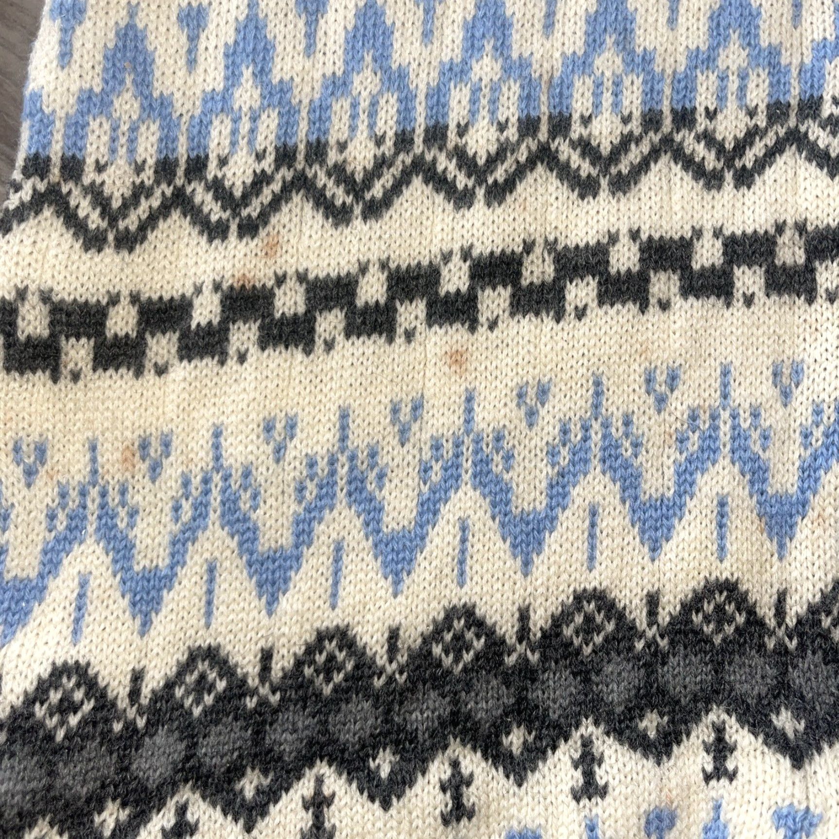 Vintage VINTAGE Nordic Icelandic Design 100% Virgin Worsted Wool Sweater Jacket Women M Full Zip Blue Gray Cream Cardigan Womens Size M / US 6-8 / IT 42-44 - 6 Thumbnail
