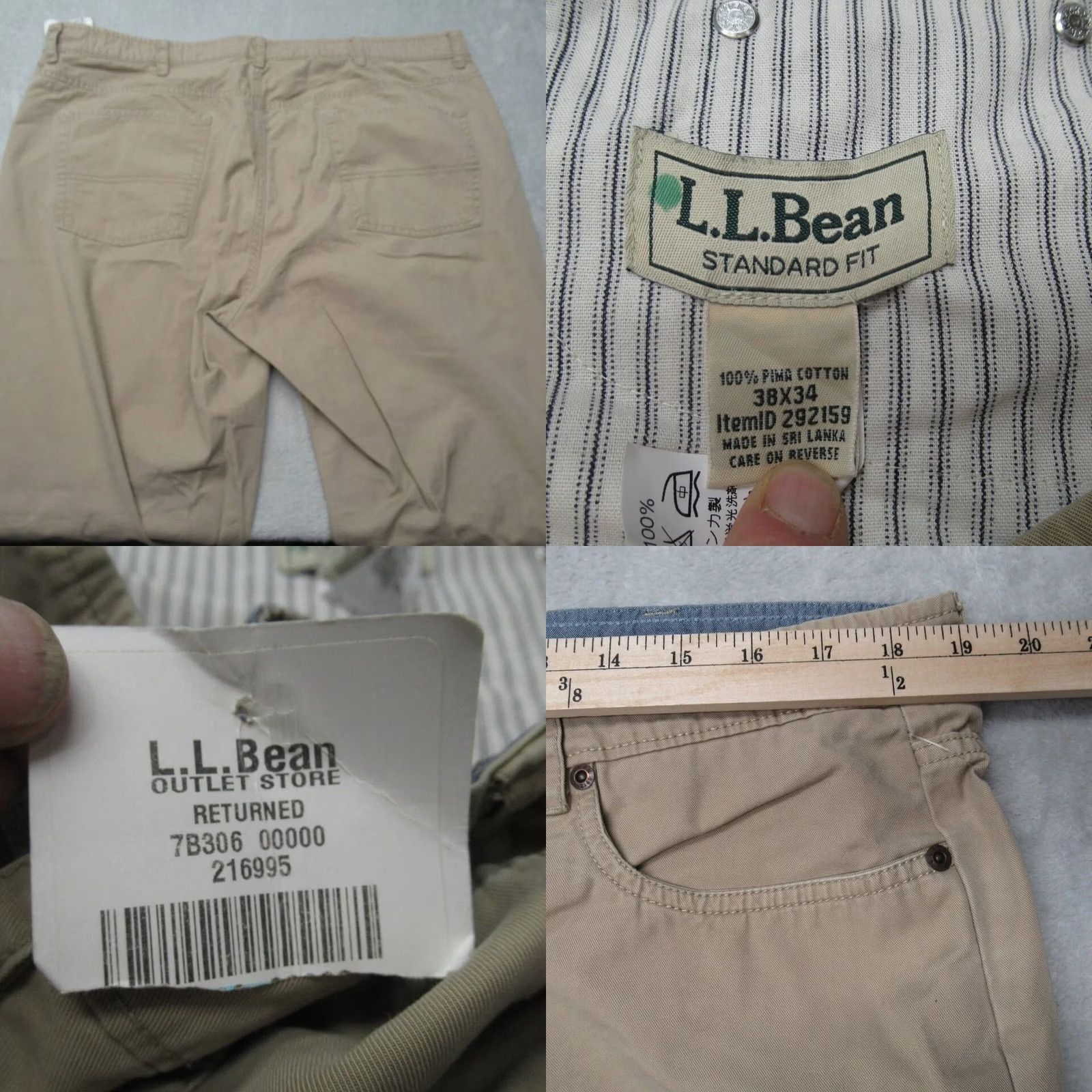 Vintage VINTAGE LL Bean Pima Cotton Pants Mens 38x32 Standard Fit Khaki Straight Leg Casual Hike Size US 38 / EU 54 - 8 Thumbnail