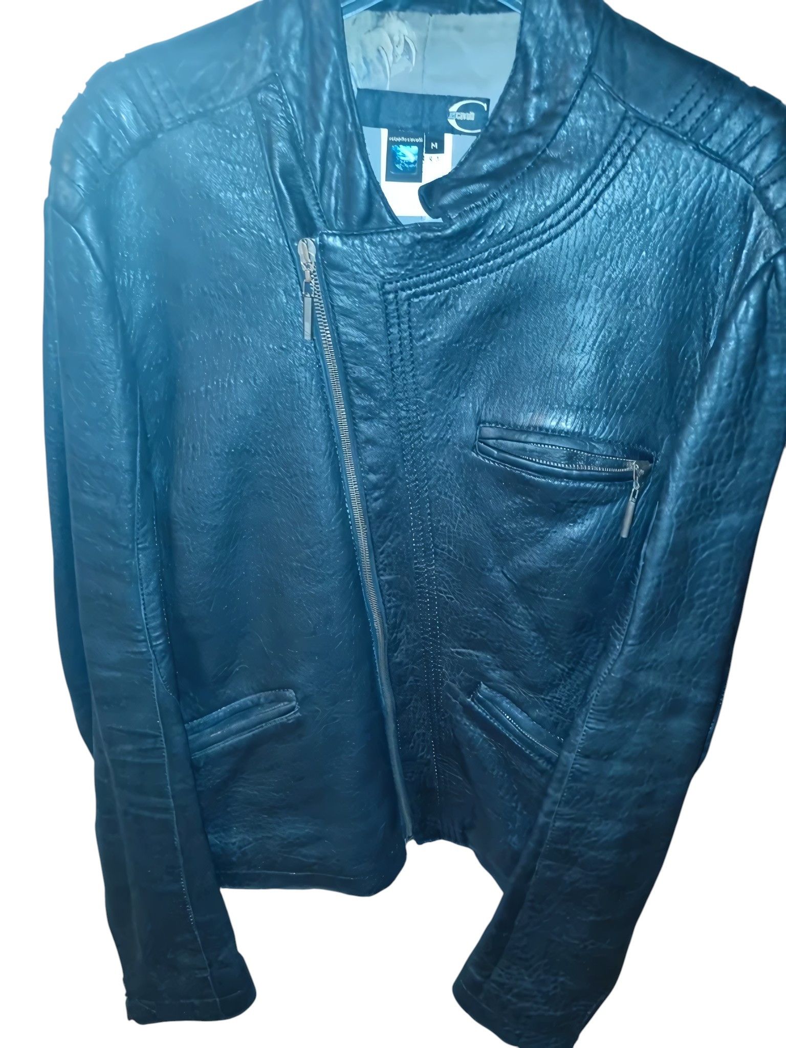 Roberto Cavalli LEATHER BIKER JACKET Size US M / EU 48-50 / 2 - 4 Thumbnail