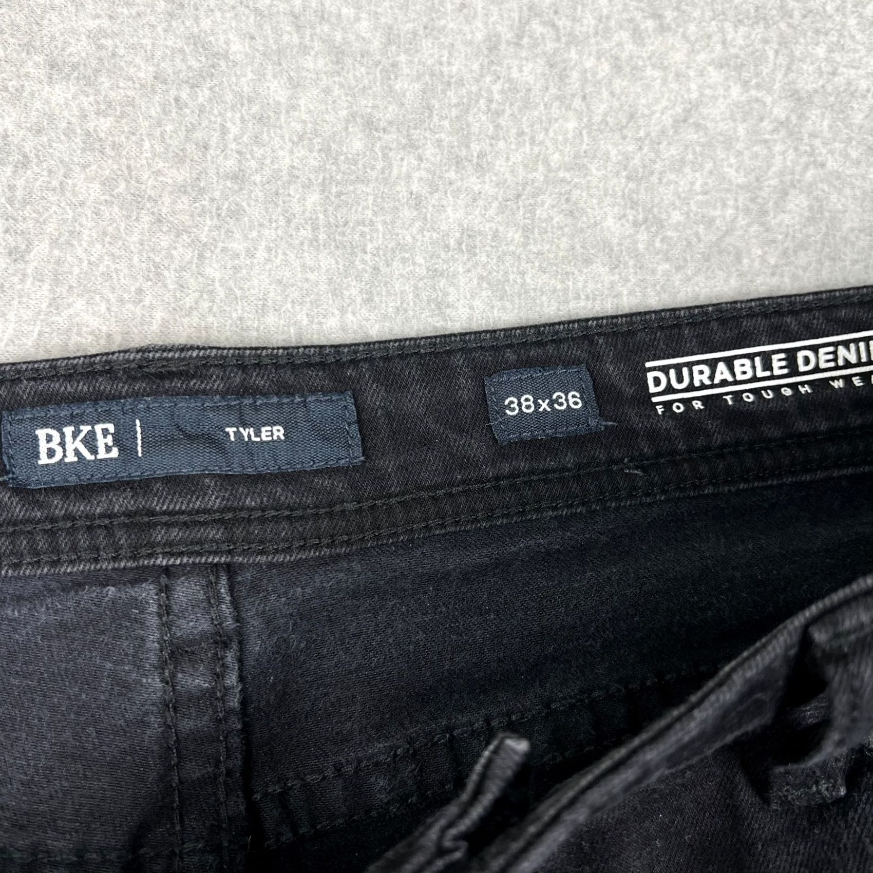 Vintage Buckle BKE Tyler Straight Fit Jeans Men 38x36 Black Denim Stretch Pants 38XL Size US 38 / EU 54 - 3 Thumbnail