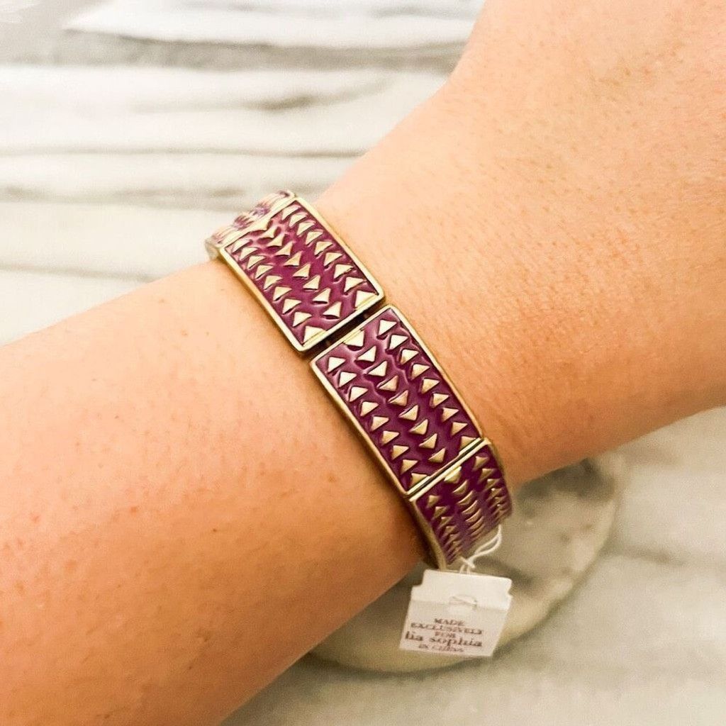 Jewelry Lia Sophia Stretch Bangle Bracelet Fuchsia Pink/Purple NWT Size ONE SIZE - 4 Thumbnail