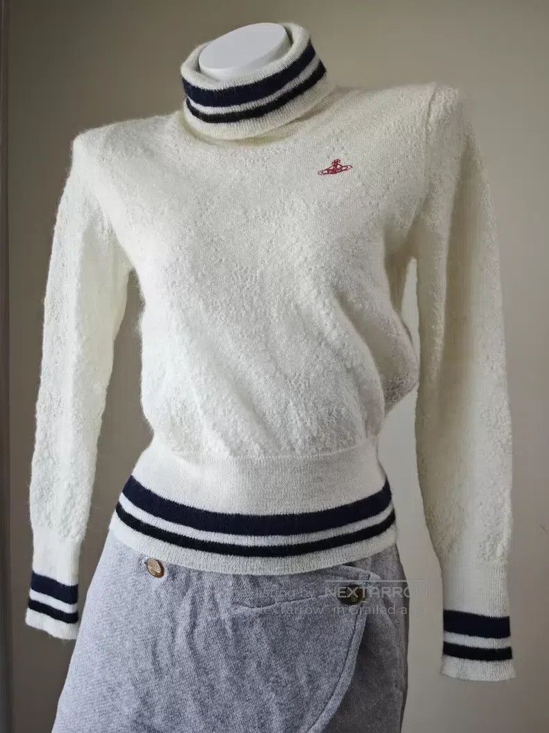 Vivienne Westwood Vivienne Westwood White Saturn Pattern High-Neck Sweater Size ONE SIZE - 2 Thumbnail