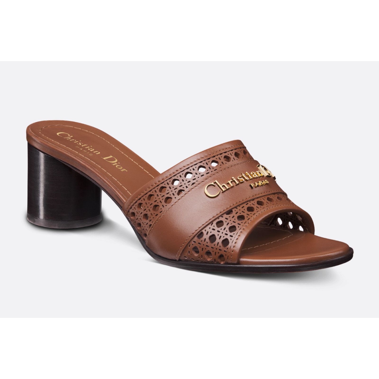 Dior Dior D-Lane Down Town Brown Leather Slide Heel Sandal 39 Size US 9 / IT 39 - 1 Thumbnail