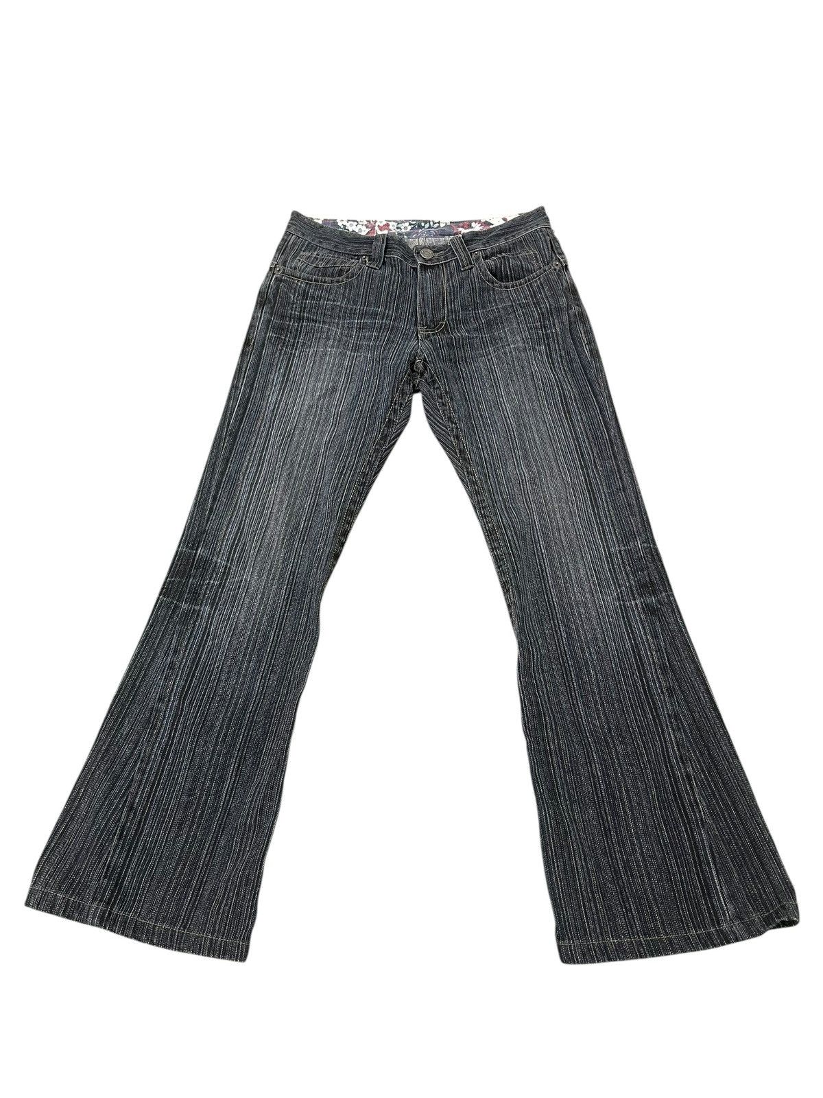 Japanese Brand Flare Jeans Ikka Pinstriped Denim Boot Cut 2🟦2 Size US 31 - 9 Thumbnail