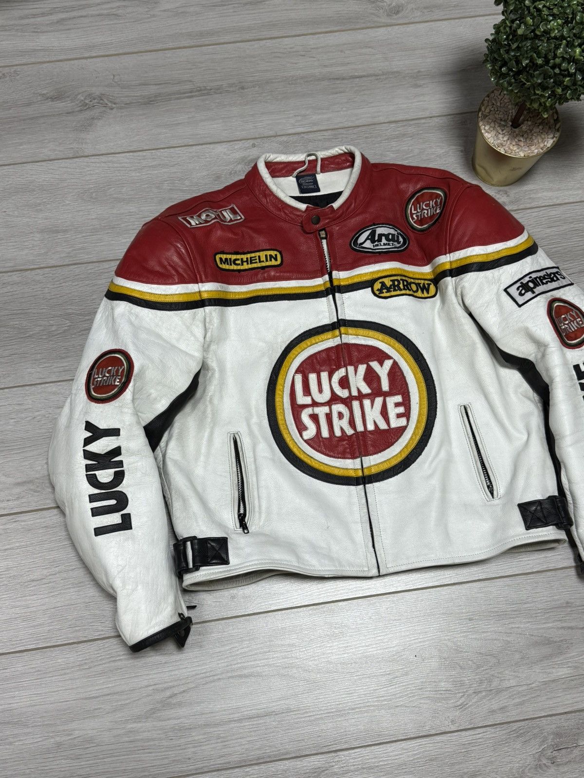 Vintage Lucky Strike leather racing protection jacket big logo Size US XXL / EU 58 / 5 - 2 Thumbnail