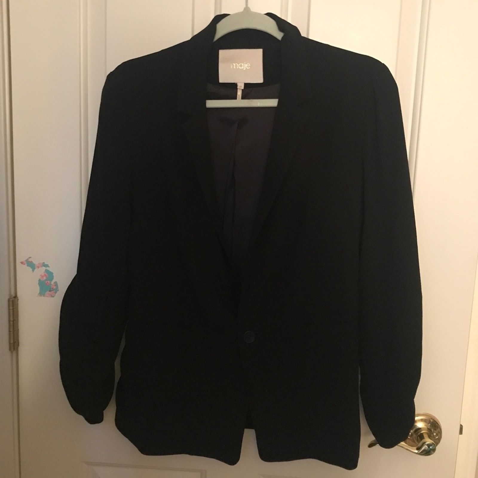 Maje Maje black blazer with scrunched sleeves S Size S / US 4 / IT 40 - 4 Thumbnail