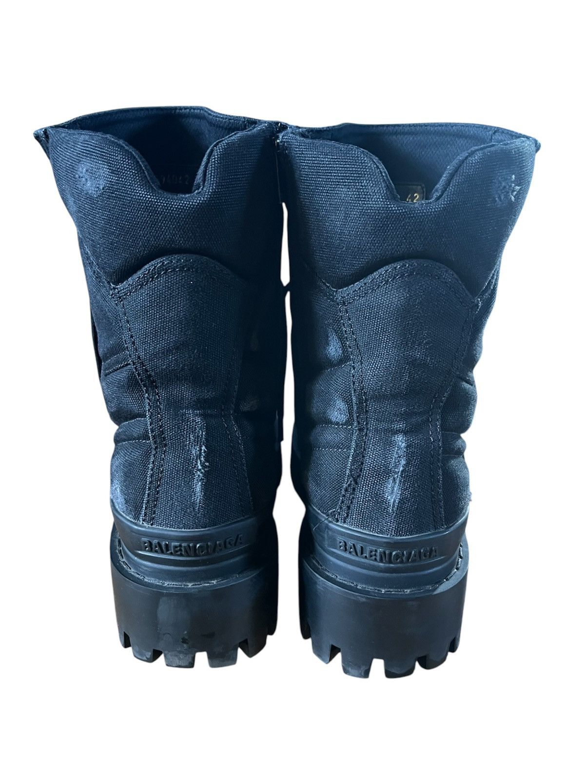 Balenciaga Balenciaga Black Canvas Distressed Combat Strike Boots Size US 9 / EU 42 - 4 Thumbnail