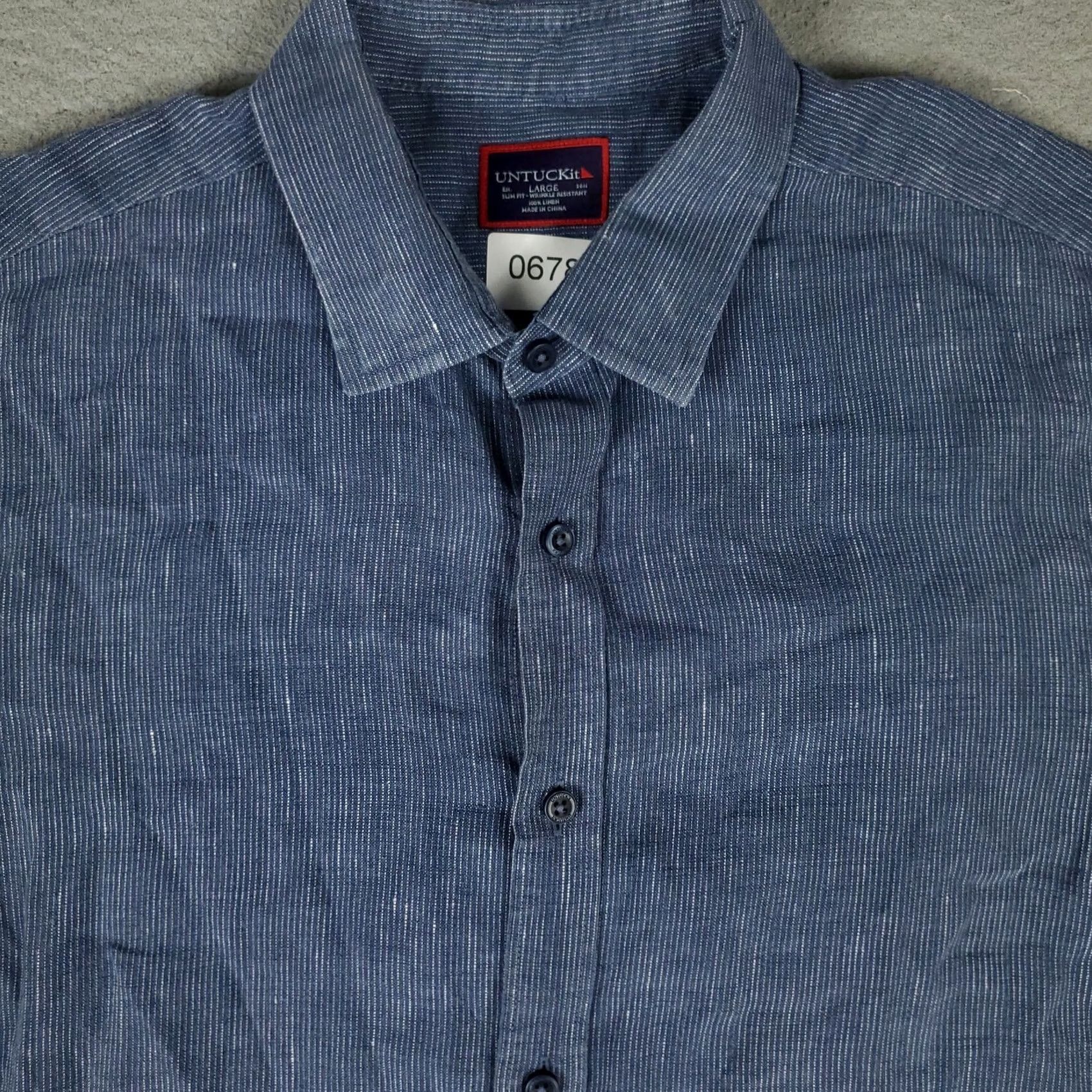 UNTUCKit UNTUCKit Shirt Mens L Blue Linen Casual Button Up Short Sleeve Shirt Size US L / EU 52-54 / 3 - 2 Thumbnail