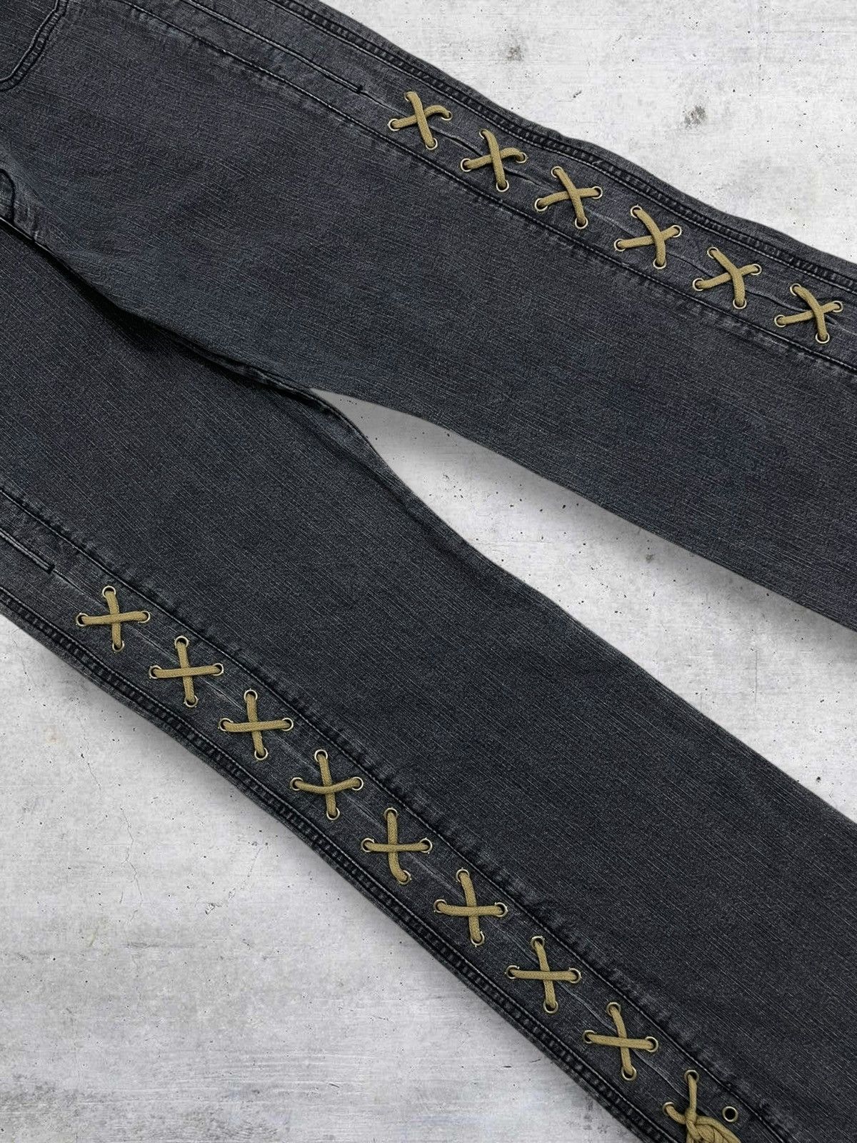 Tornado Mart SMILE LAND 1990S JAPAN DESIGNER LACE UP FLARED OG DENIM Size US 32 / EU 48 - 4 Thumbnail