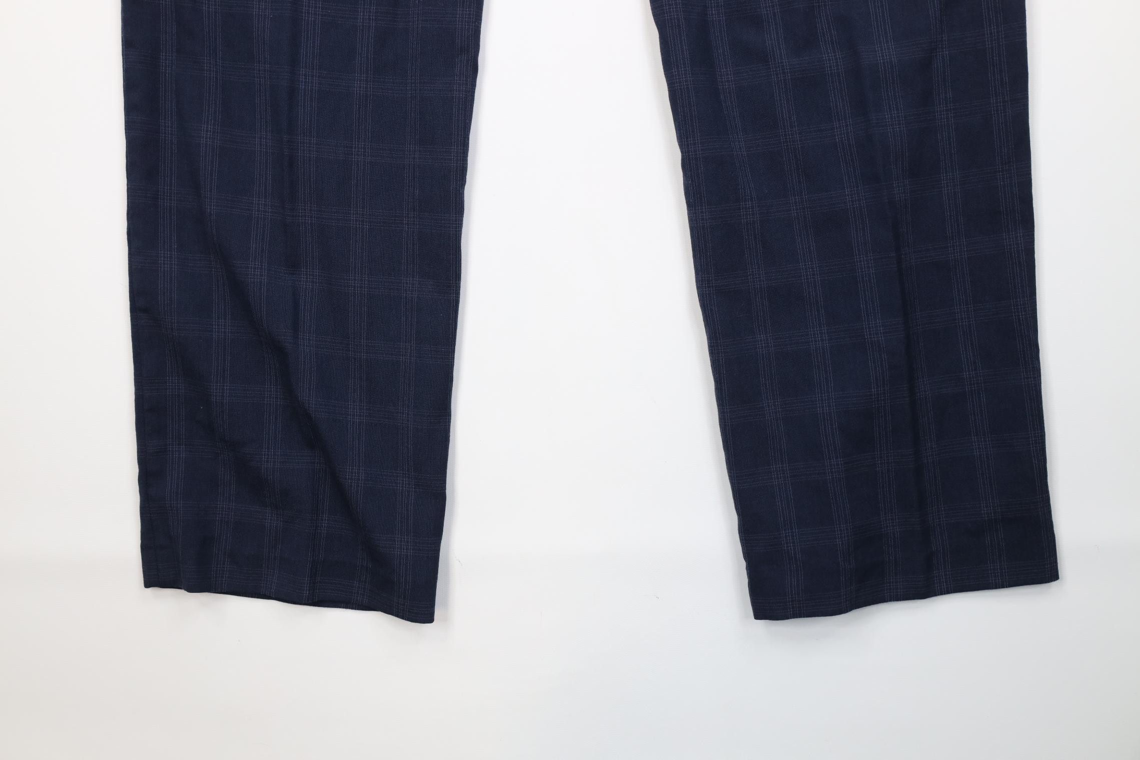 Vintage Vintage Streetwear Wool Knit Wide Leg Chino Pants Blue Plaid Size US 34 / EU 50 - 16 Thumbnail