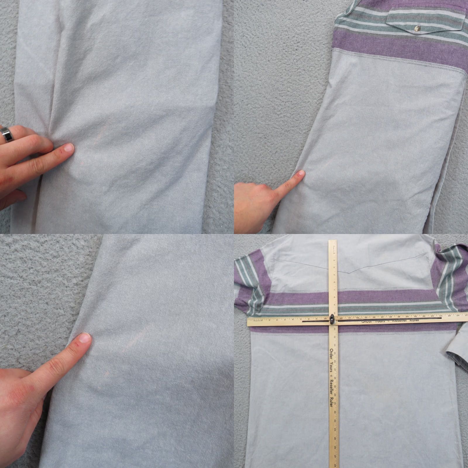 Roper VINTAGE Roper Shirt Mens XL Gray Green Purple Stripe Long Sleeve Western Button Down Shirt Size US XL / EU 56 / 4 - 8 Thumbnail