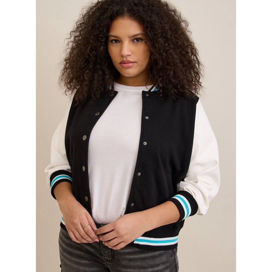 Torrid Torrid Womens Fleece Varsity Bomber Jacket Plus Size 1X Snap Size XL / US 12-14 / IT 48-50 - 1 Thumbnail