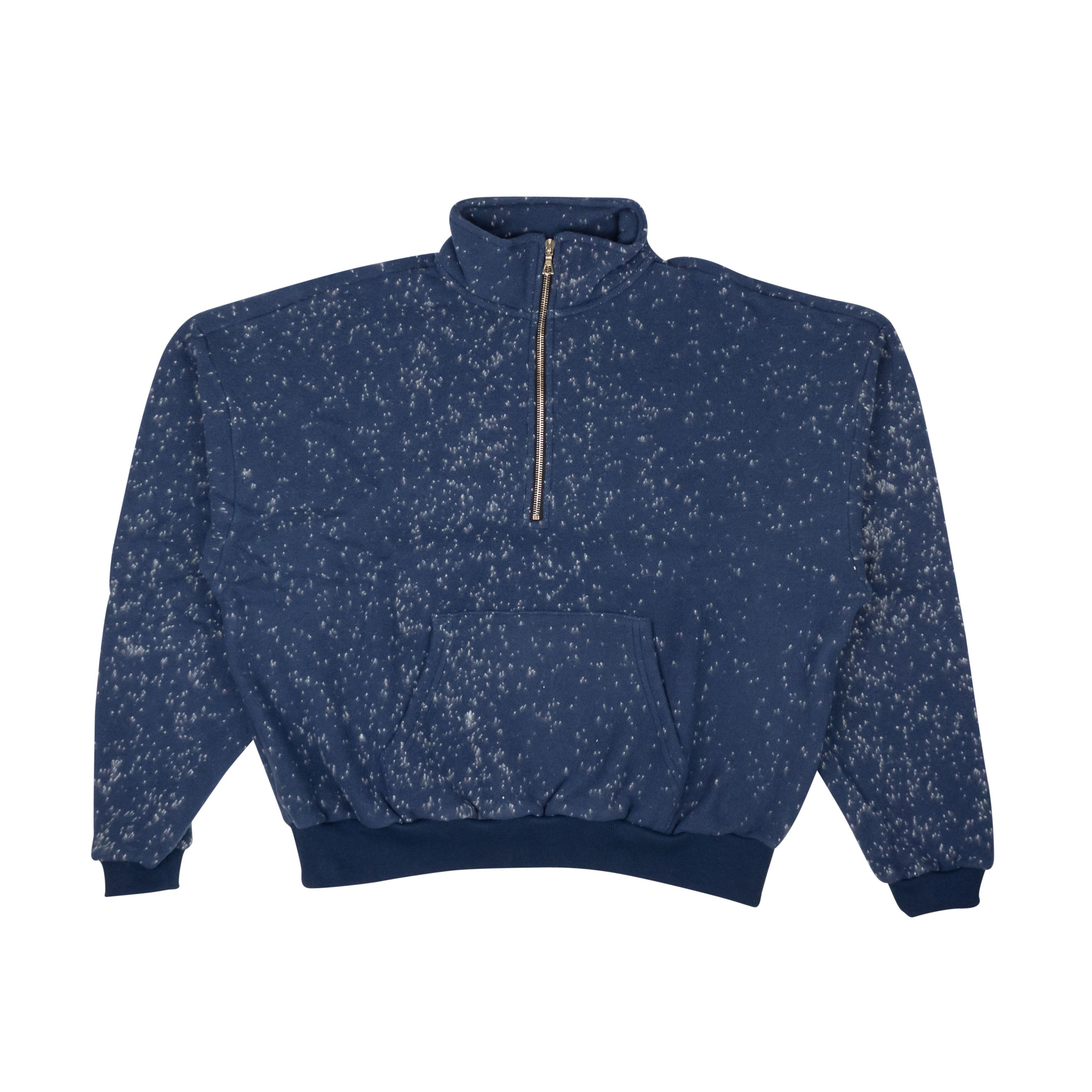 image of John Elliott Royal Blue Spec Wool Half Zip Sweatshirt Size 1, Men's