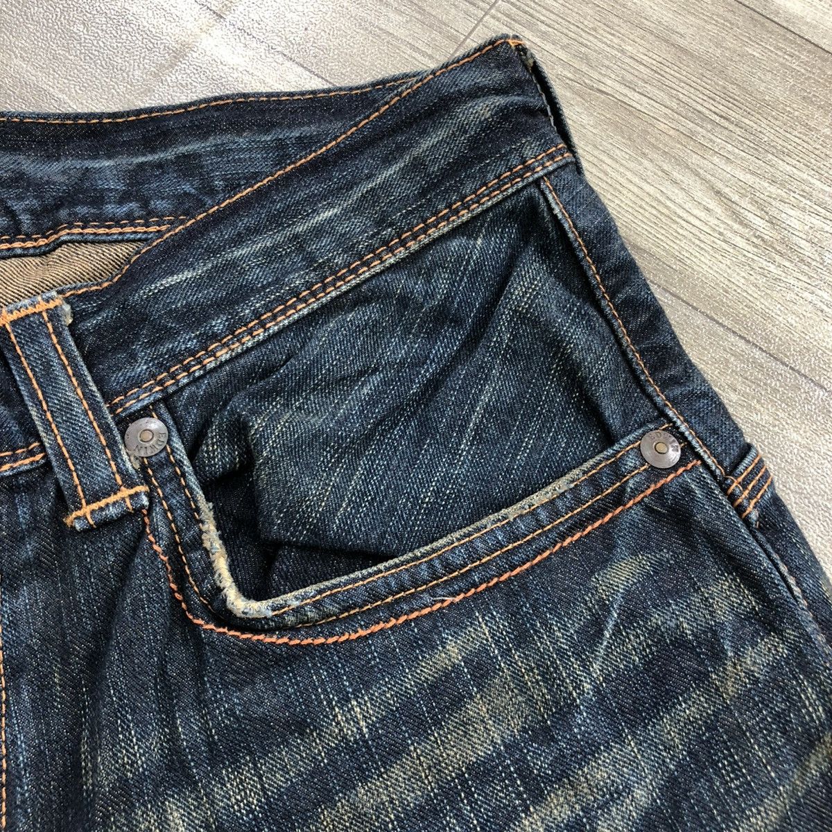 Edwin × If Six Was Nine × Japanese Brand 🇯🇵 2000s Edwin 503 Faded Lgb Goa Buckle Back Flared Jeans Size US 32 / EU 48 - 8 Thumbnail
