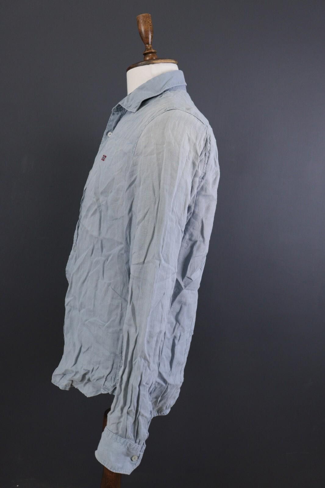 Napapijri Napapijri Slim Linen Blue Button Down Shirt Size XL Size US XL / EU 56 / 4 - 5 Thumbnail