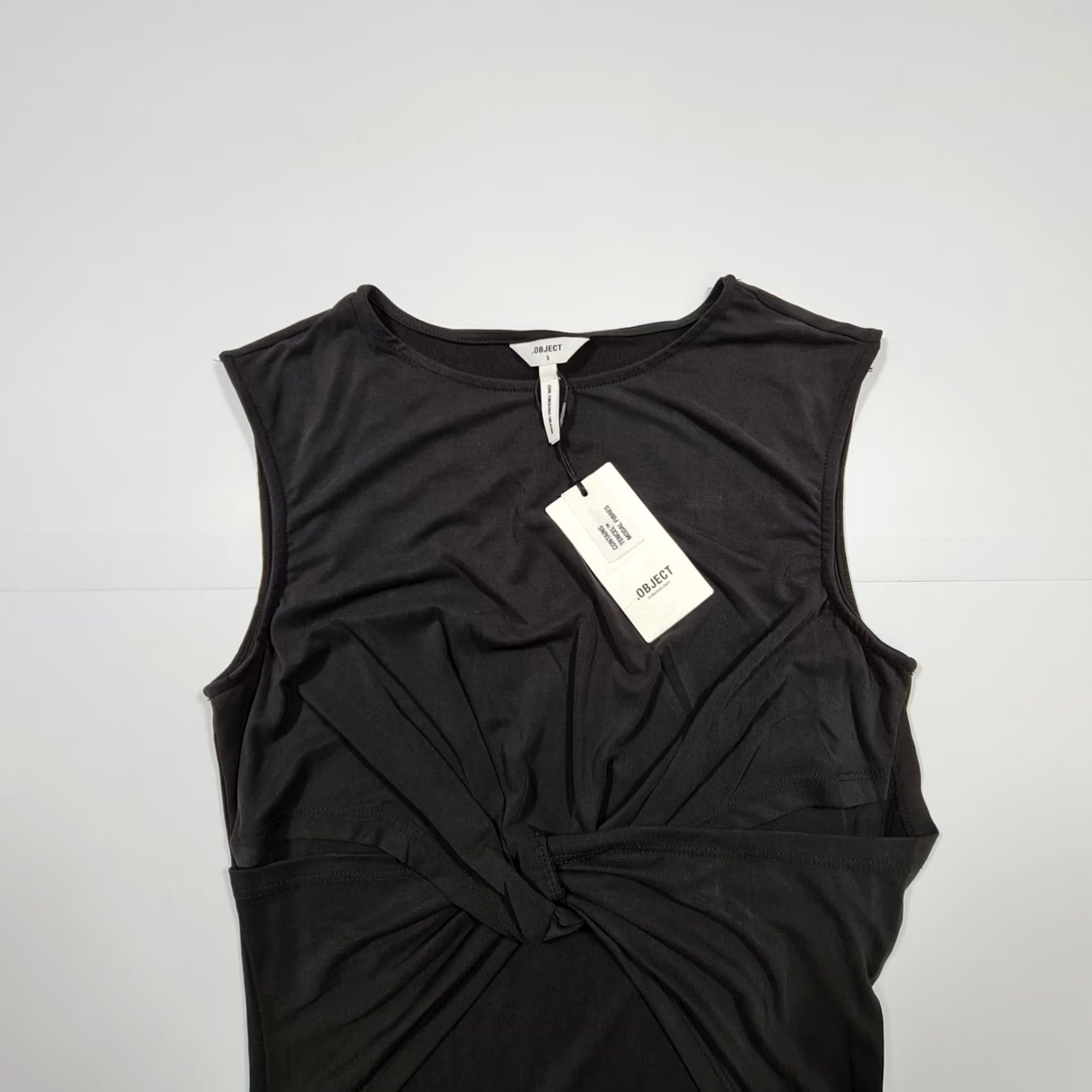 Vintage OBJECT Womens Dress Midi Black Sleeveless Stretch Round Neck Pullover Casual Party/Cocktail Travel Wedding S Regular Women Dresses Size S / US 4 / IT 40 - 2 Thumbnail