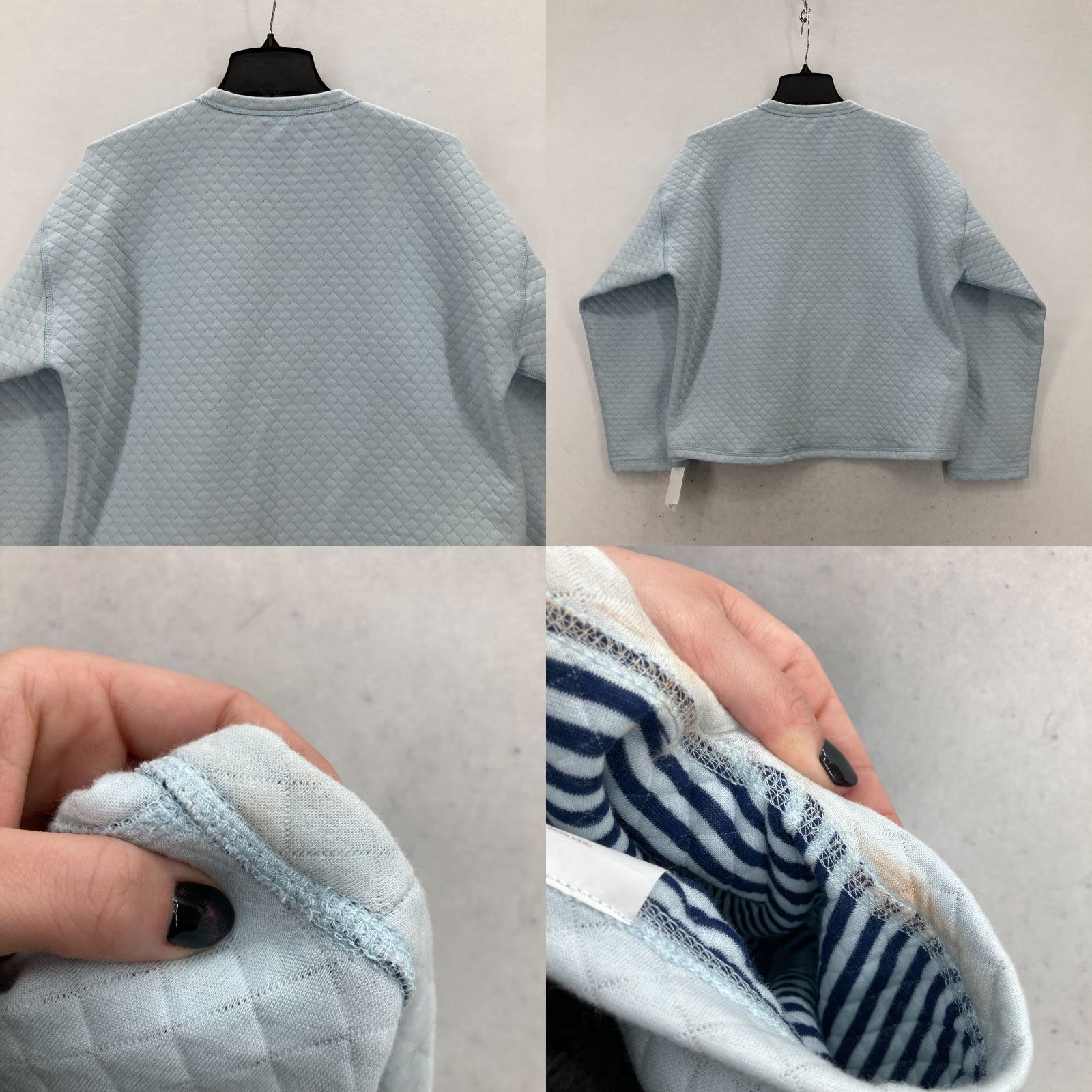 J.Crew J.CREW Reversible Quilted Pullover Sweatshirt Women’s Large Blue Striped Cozy Size L / US 10 / IT 46 - 8 Thumbnail