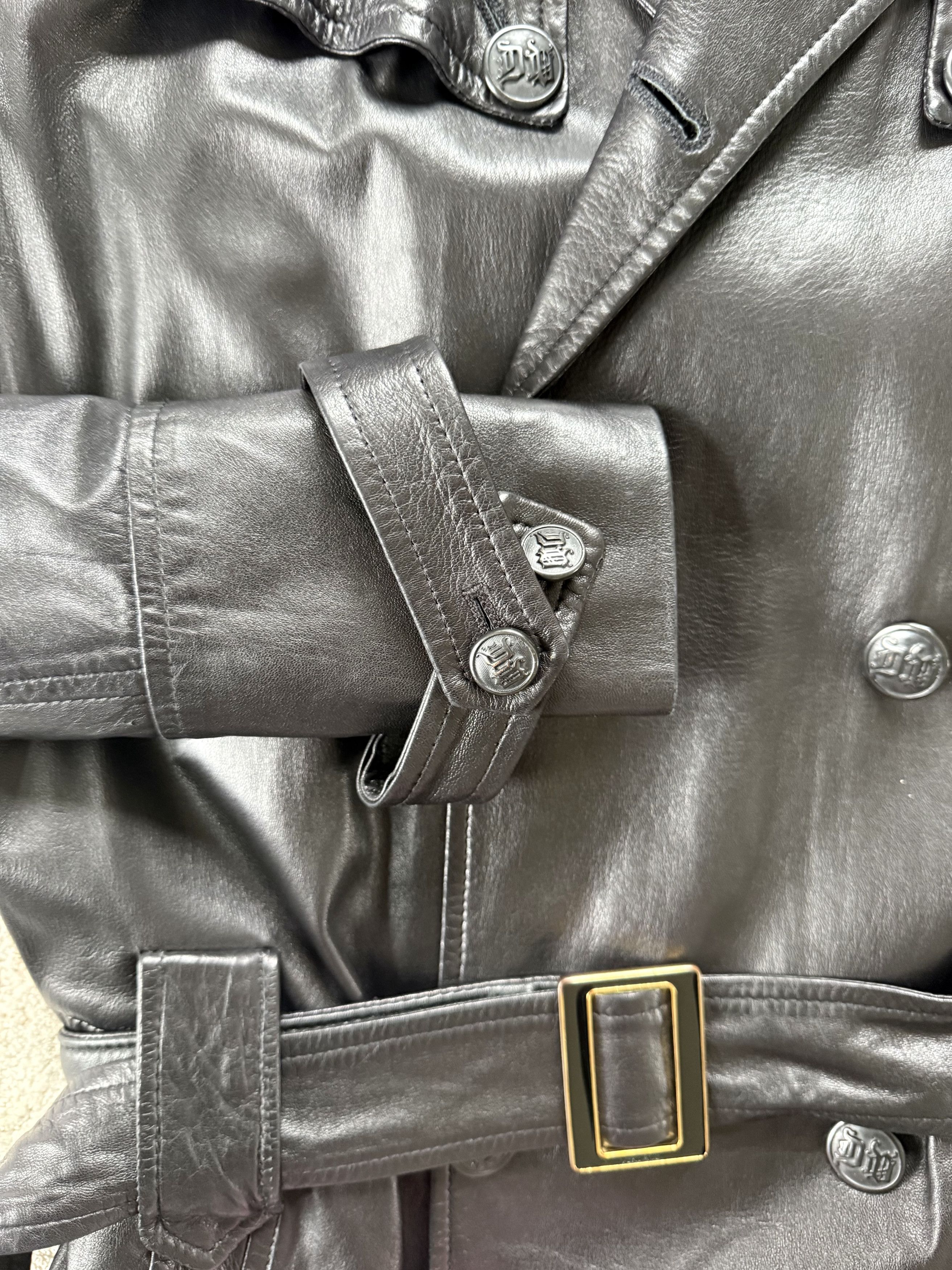 Versace Versace Signature Black Leather Trench Coat Size US L / EU 52-54 / 3 - 6 Thumbnail