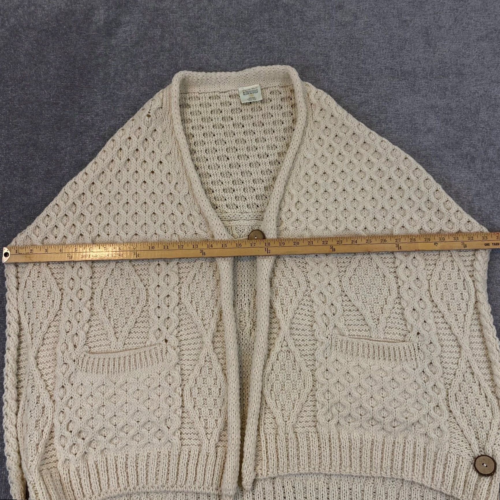 Vintage VINTAGE KILRONAN Knitwear Poncho Sweater Cardigan Merino Wool Cableknit Women One Size Cream Size ONE SIZE - 7 Thumbnail