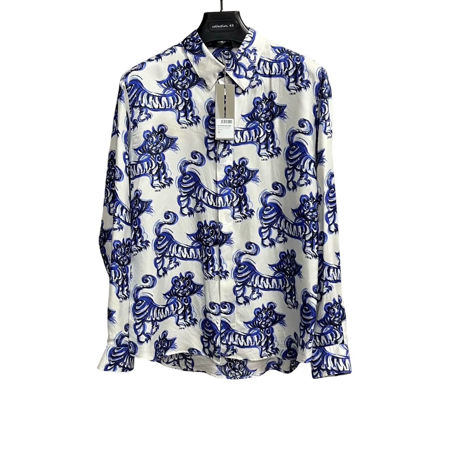 Dior Dior Blue Tiger Print Silk Shirt Size 42 Size US L / EU 52-54 / 3 - 1 Thumbnail