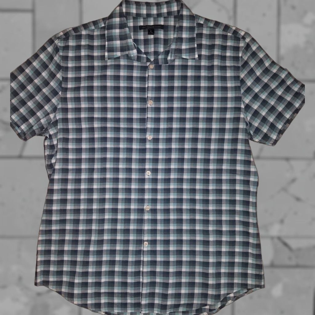 John Varvatos John Varvatos Button-Down Shirt Mens L Plaid Short Sleeve Blue Multicolor Colorful Size US L / EU 52-54 / 3 - 1 Thumbnail
