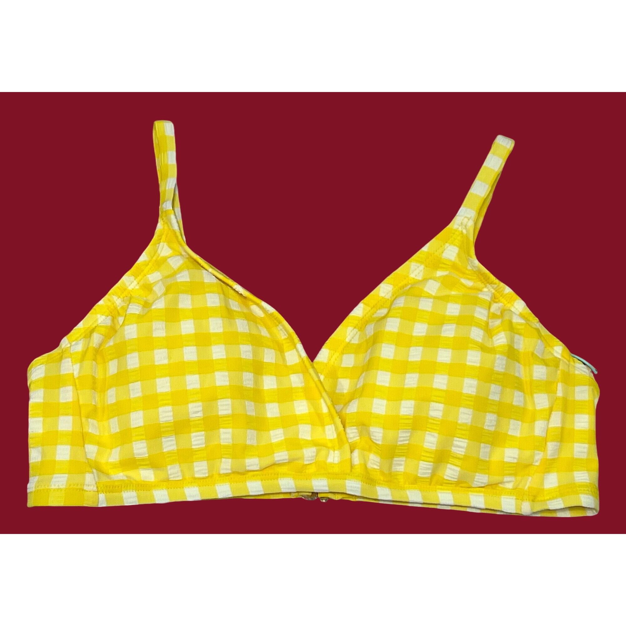 Other Kona Sol - Women's Textured Gingham Triangle Bikini Top - Ye Size ONE SIZE - 3 Thumbnail