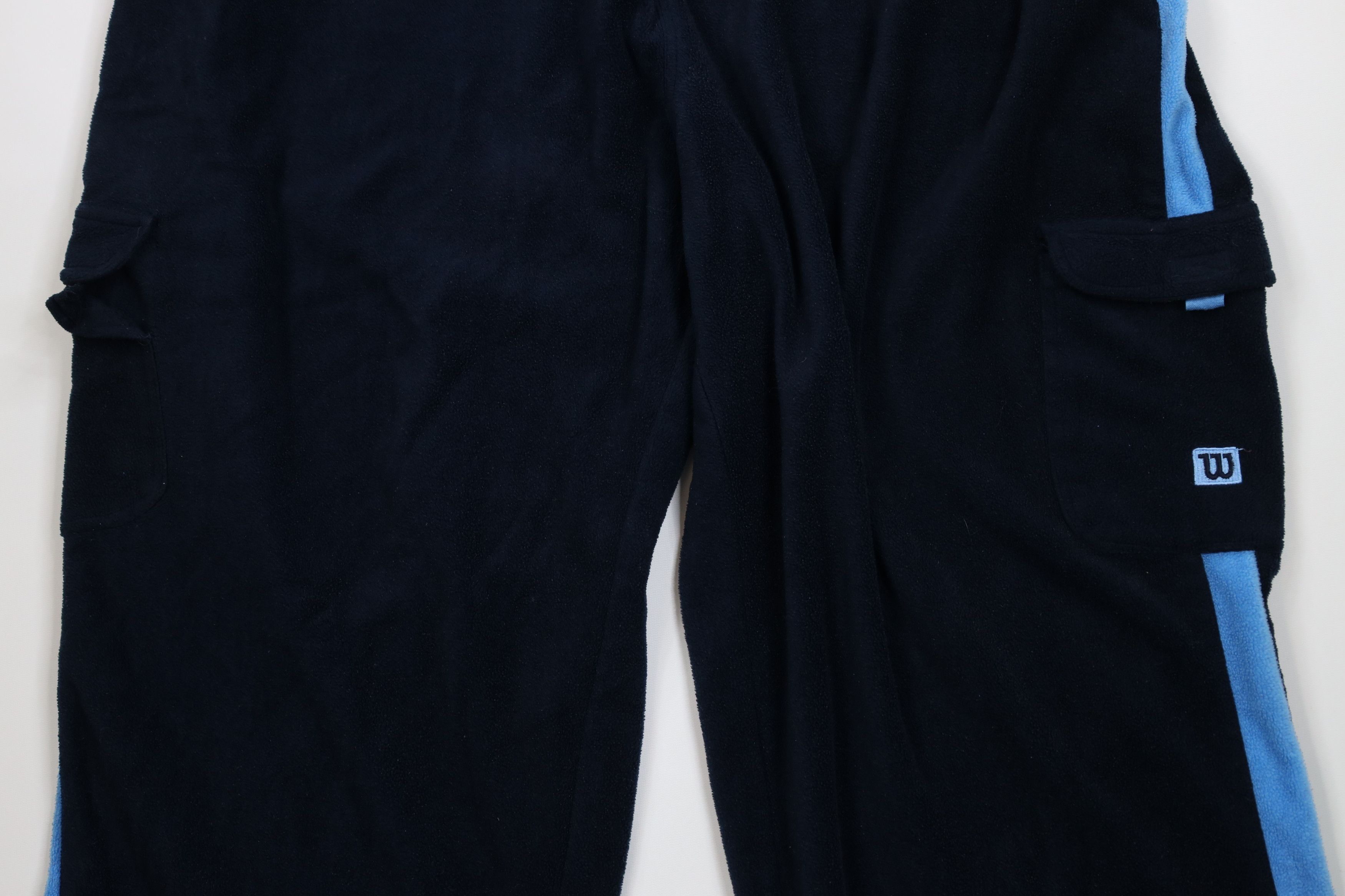 Vintage Vintage 90s Y2K Wilson Wide Leg Fleece Cargo Sweatpants Blue Size US 44 / EU 60 - 3 Thumbnail