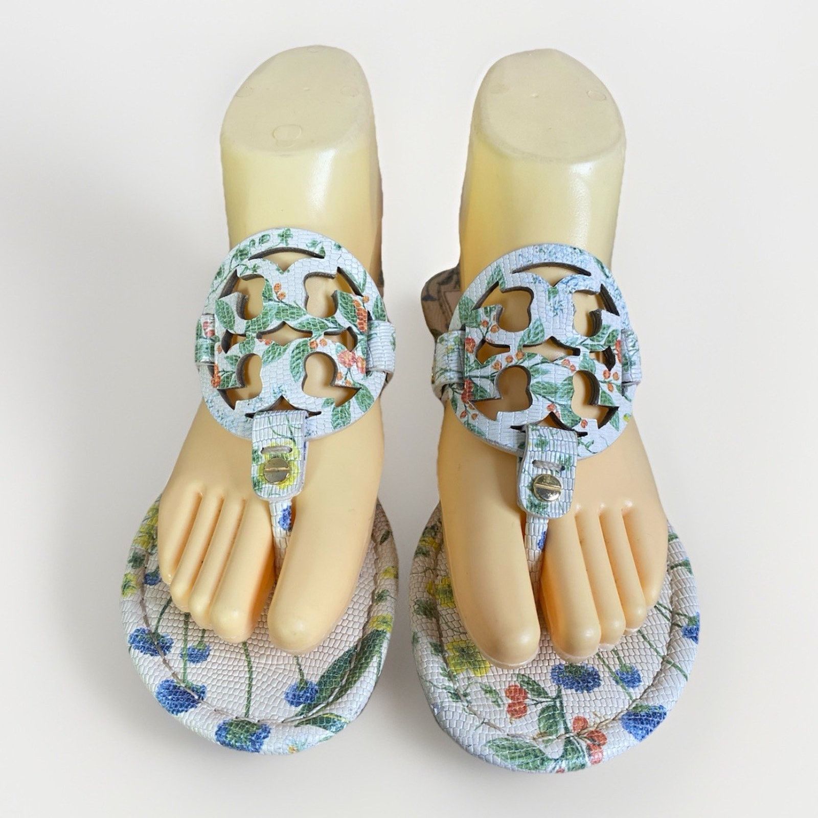 Tory Burch Tory Burch Miller Leather Thong Sandals Sz 6.5 Floral Cream Size US 6.5 / IT 36.5 - 1 Thumbnail