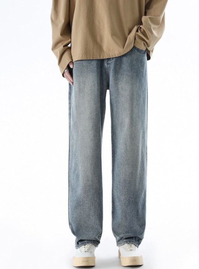 Japanese Brand Men's American street retro washed distressed straight jeans Size US 32 / EU 48 - 1 Thumbnail