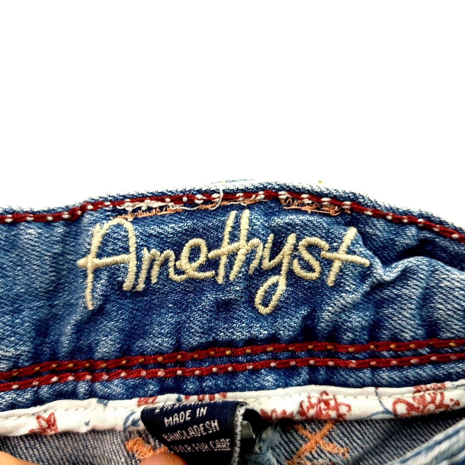 Other Amethyst Jean Denim Shorts Blue Whiskering Distressed Low Ri Size 31" - 6 Thumbnail