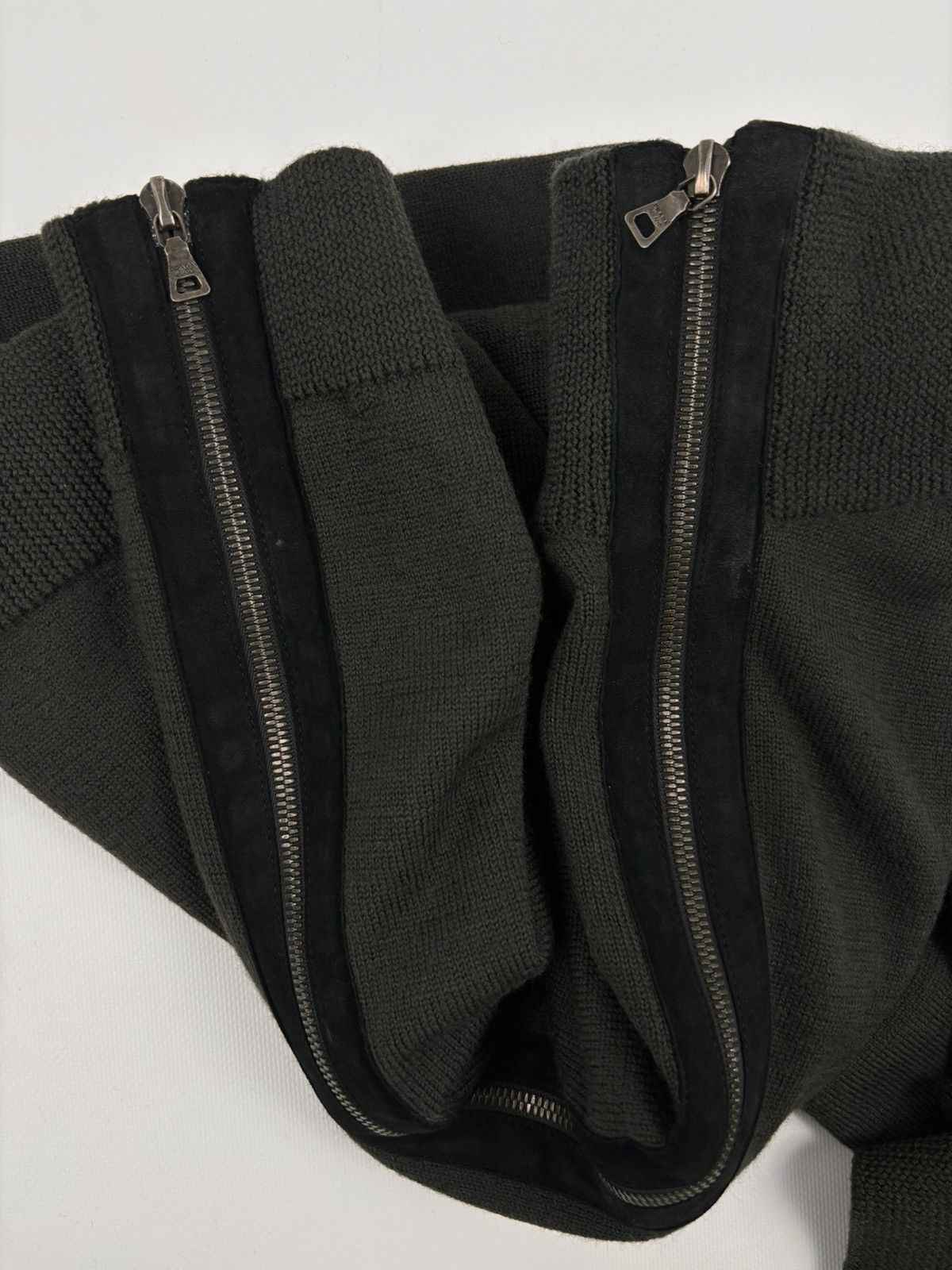 Miu Miu VTG Archive Knit Wool-Leather Zip Sweater High Collar Jumper Size US M / EU 48-50 / 2 - 23 Thumbnail