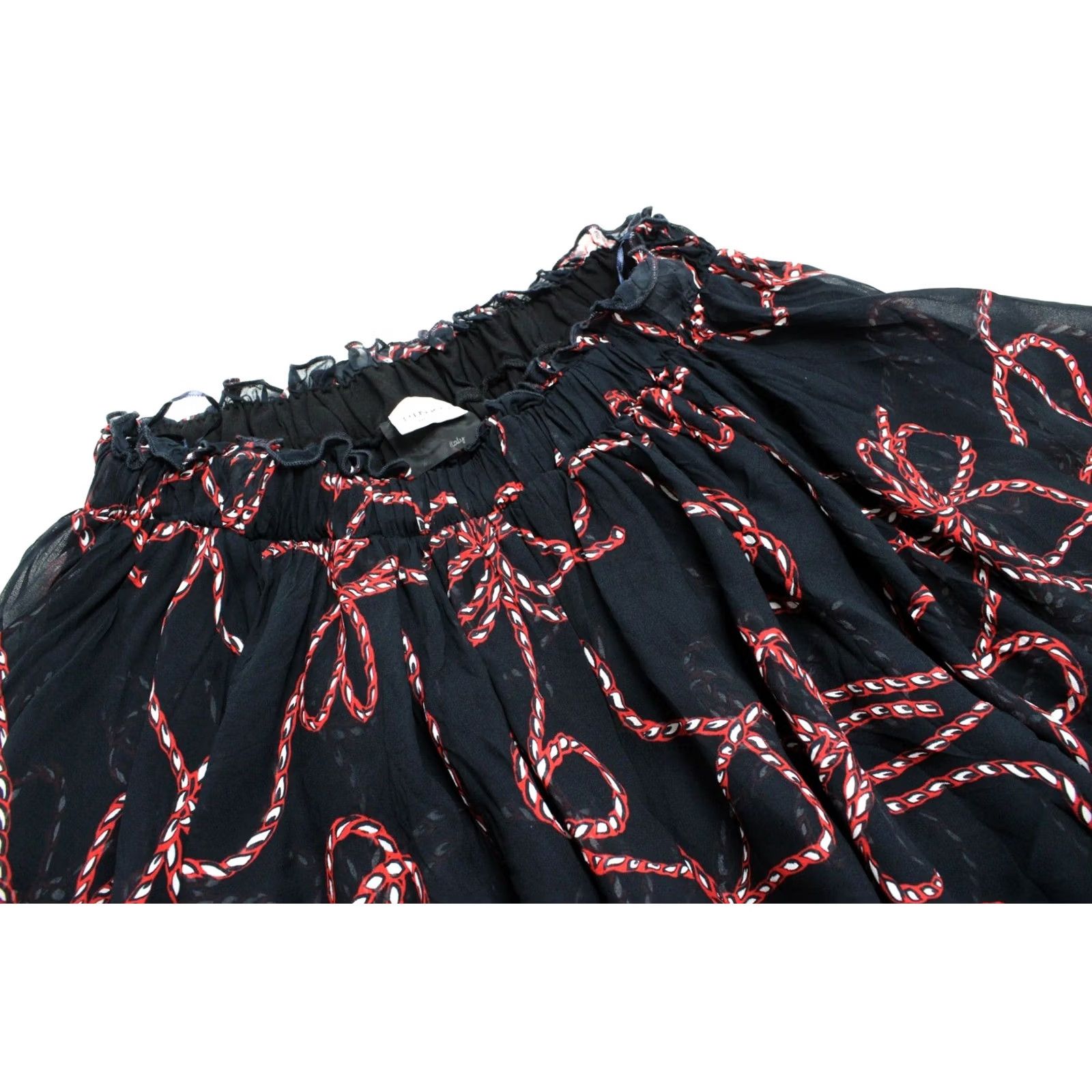 Pinko PINKO Skirt Women's UK 14 Patterned Ruffle Lined Elastic Waist Black Size 36" / US 14 / IT 50 - 4 Thumbnail