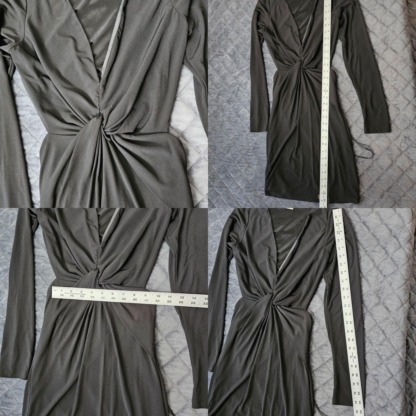 Vintage VINTAGE Arden B Women's Bodycon Dress Knit V-Neck 3/4 Sleeve Black Fall Spring Party Size M / US 6-8 / IT 42-44 - 8 Thumbnail