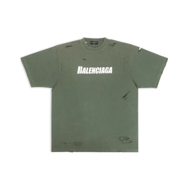 Balenciaga Balenciaga SS22 Destroyed Green T-Shirt Size US XXS / EU 40 - 1 Thumbnail