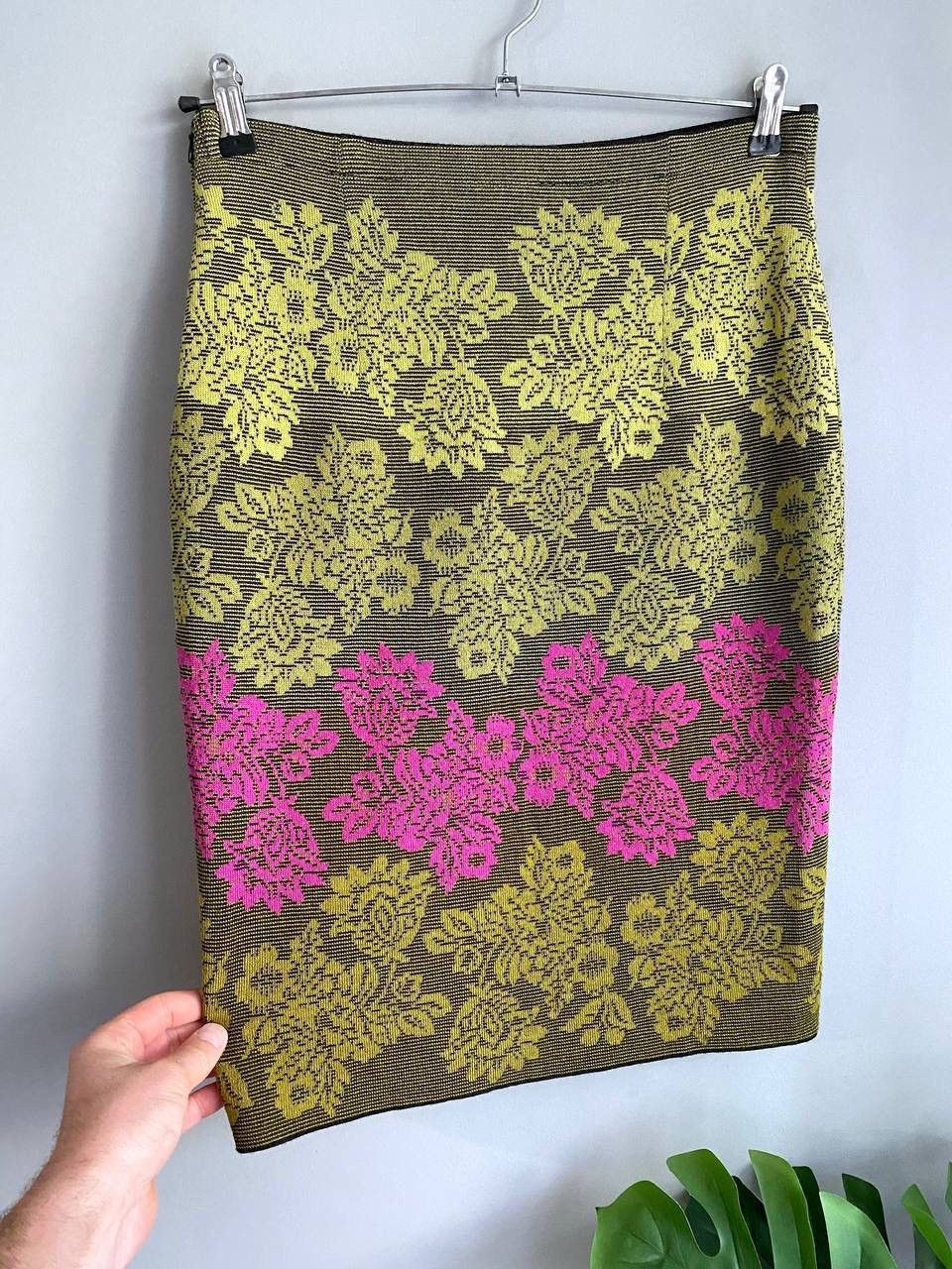 Designer × Vintage Oleana Silk/Merino Wool Knit Skirt Floral Print Size S Size 30" / US 8 / IT 44 - 4 Thumbnail