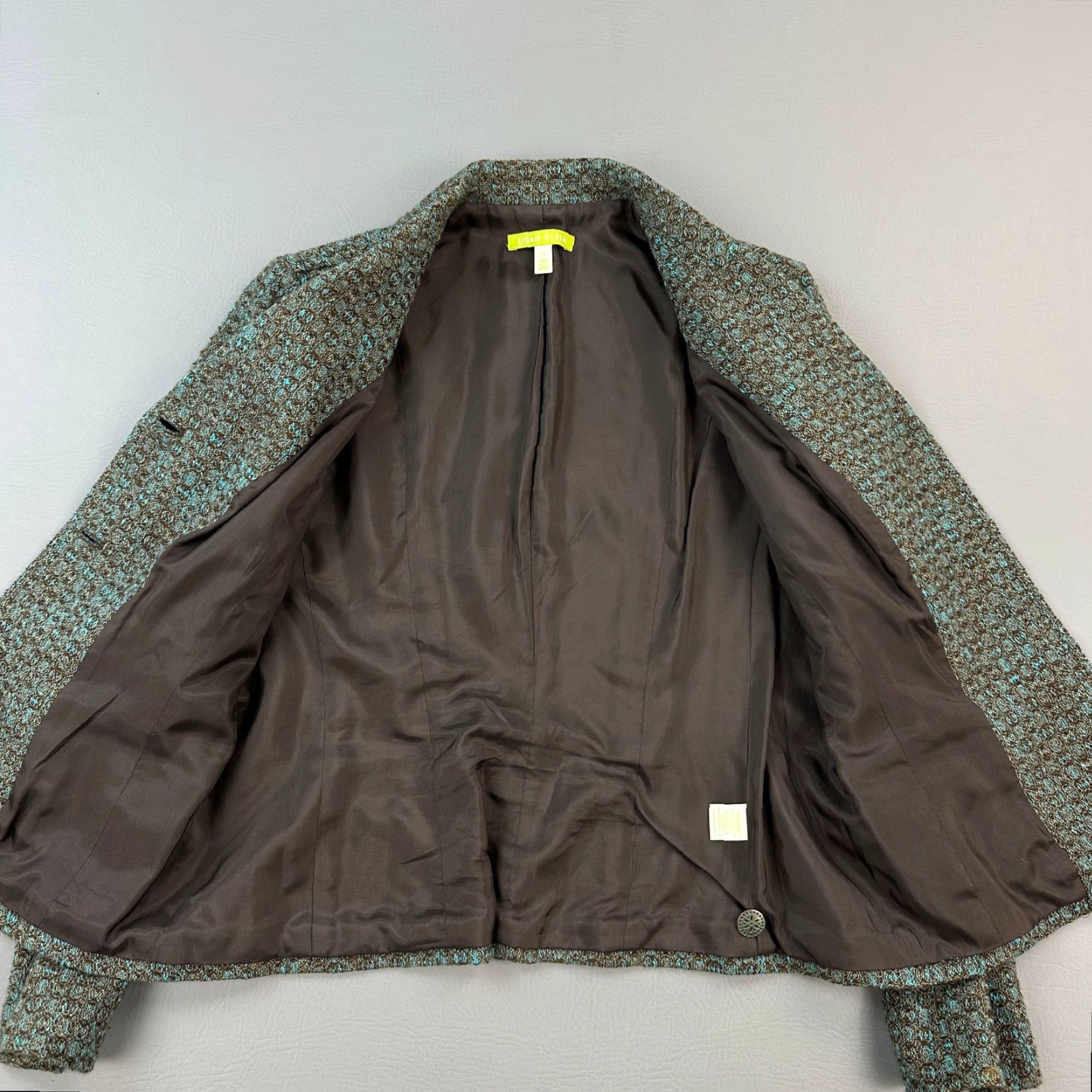 Vintage Sigrid Olsen Blazer Jacket Women's 10 Brown Teal Textured Tweed Wool Blend Blazer Size L / US 10 / IT 46 - 5 Thumbnail