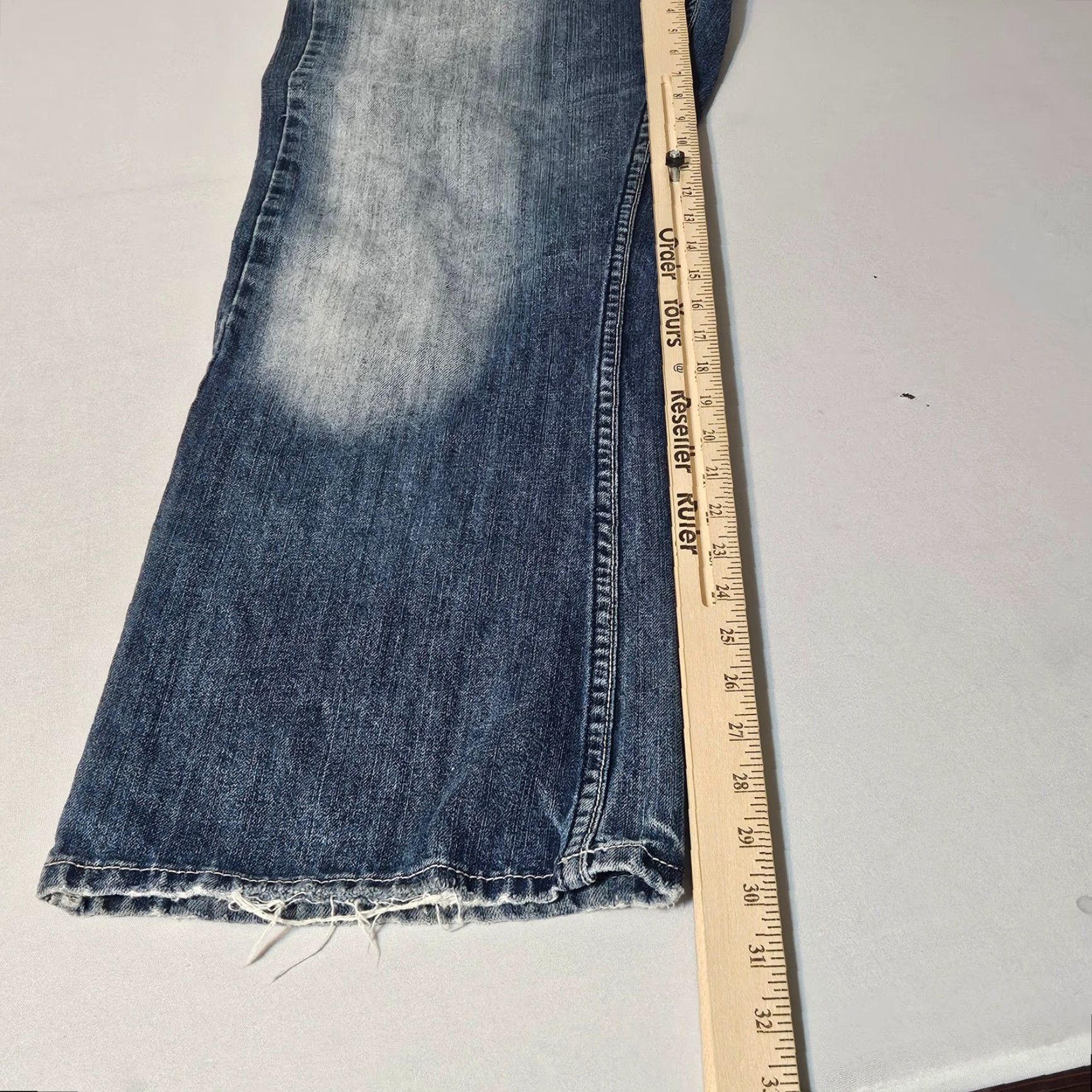 Denime Helix Relaxed Boot Jeans Mens 34x30 Medium Wash Distressed Embroidered Denim Jeans Bootcut Mens 34 Blue Distressed Embroidered Denim Jeans Size US 34 / EU 50 - 7 Thumbnail