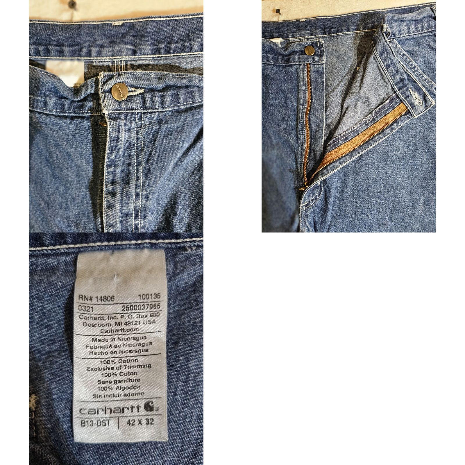 Carhartt VINTAGE Carhartt B13 DST Carpenter Denim Jeans Mens 42x32 Blue Medium Wash Size US 42 / EU 58 - 8 Thumbnail