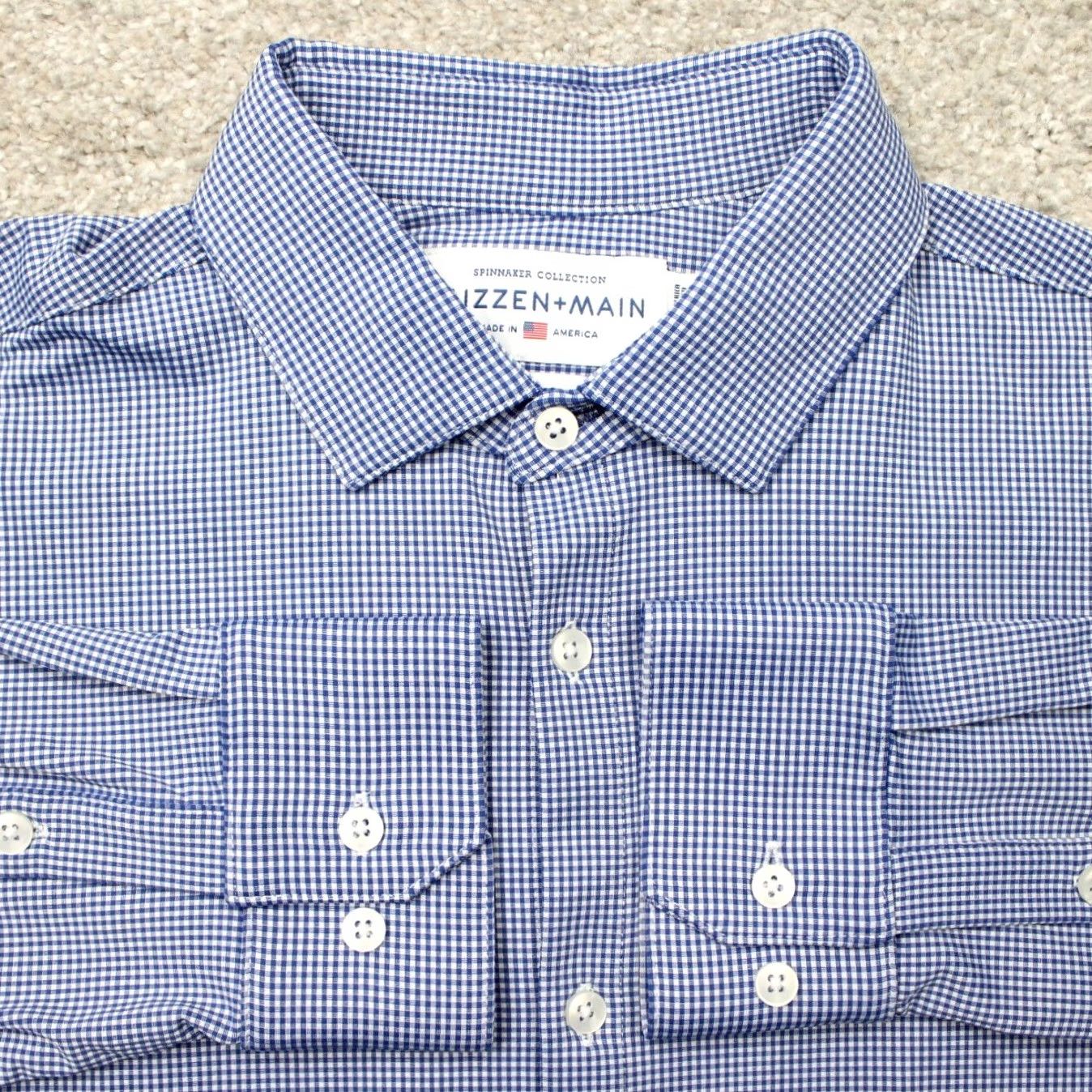 Mizzen+Main Mizzen+Main Shirt Mens XL Blue Check Spinnaker Trim Fit Stretch Long Sleeve Size US XL / EU 56 / 4 - 2 Thumbnail