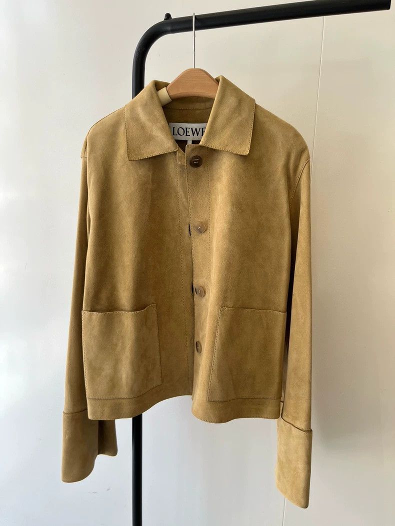 LOEWE Light khaki suede coat