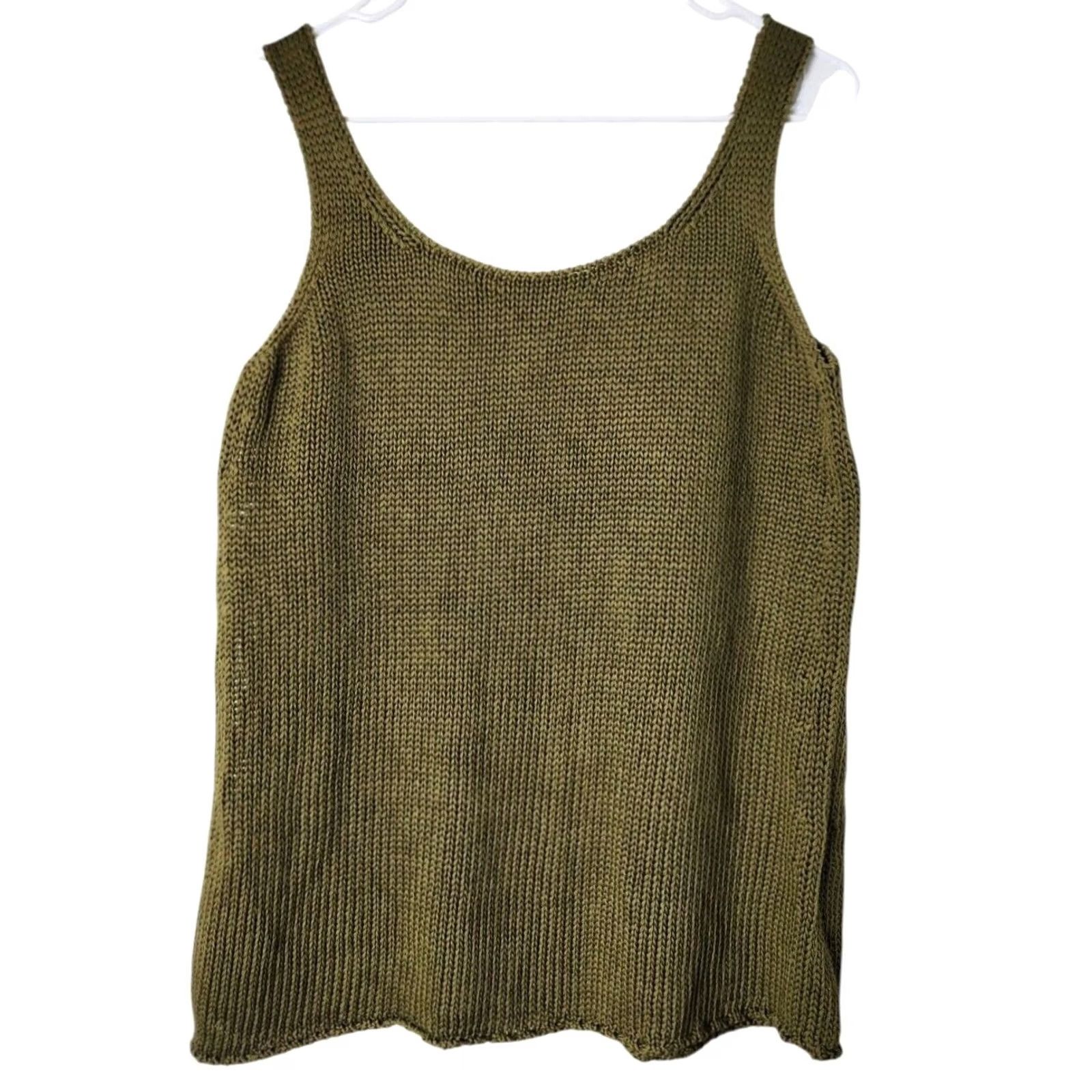 Vintage Lafayette 148 Tank Sweater Sleeveless Silk Blend Cotton Knit Green M Womens Pullover Tank Top Size M / US 6-8 / IT 42-44 - 2 Thumbnail