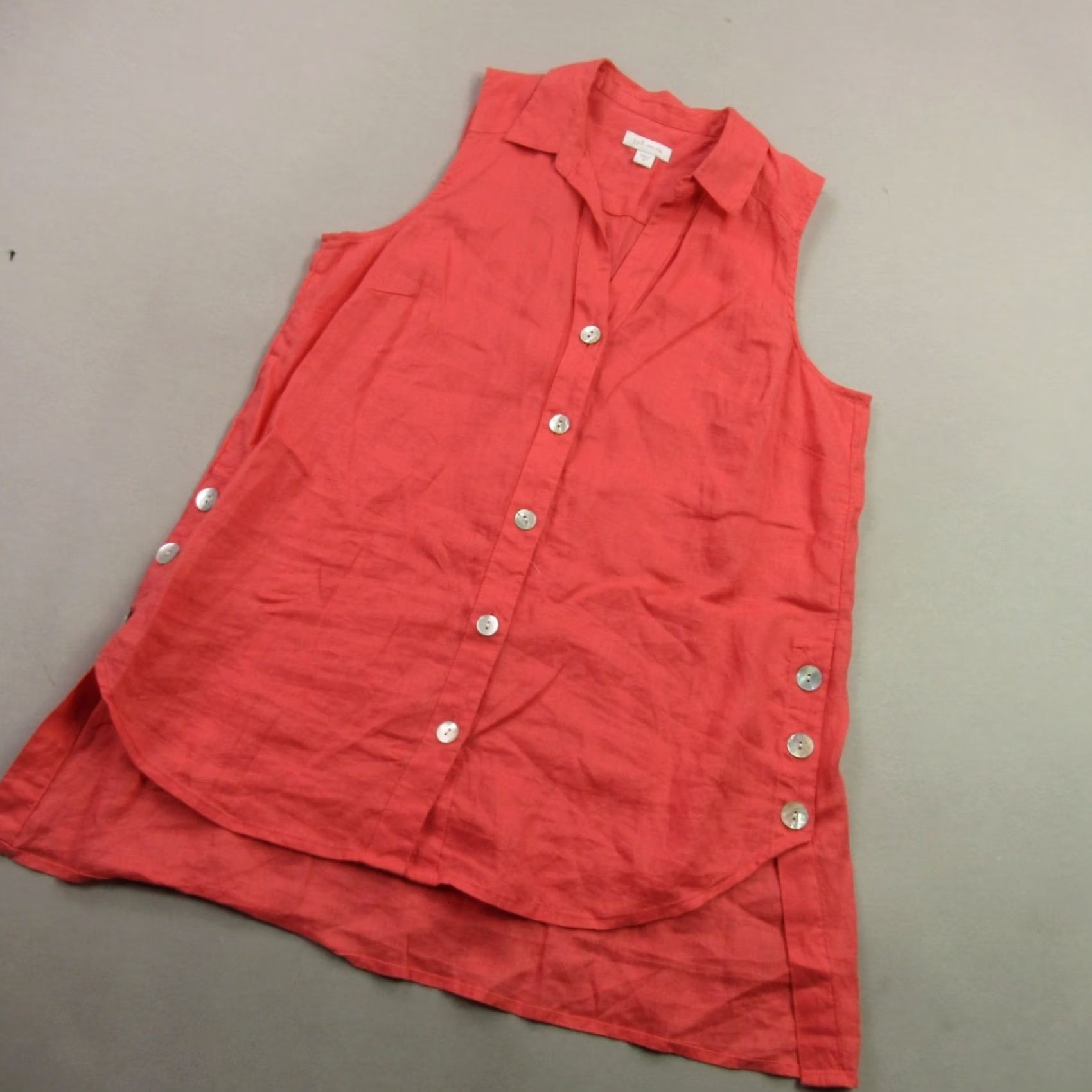 J. Jill J. Jill Shirt Womens XS Sleeveless Button Front Red Casual Lightweight Size XS / US 0-2 / IT 36-38 - 2 Thumbnail